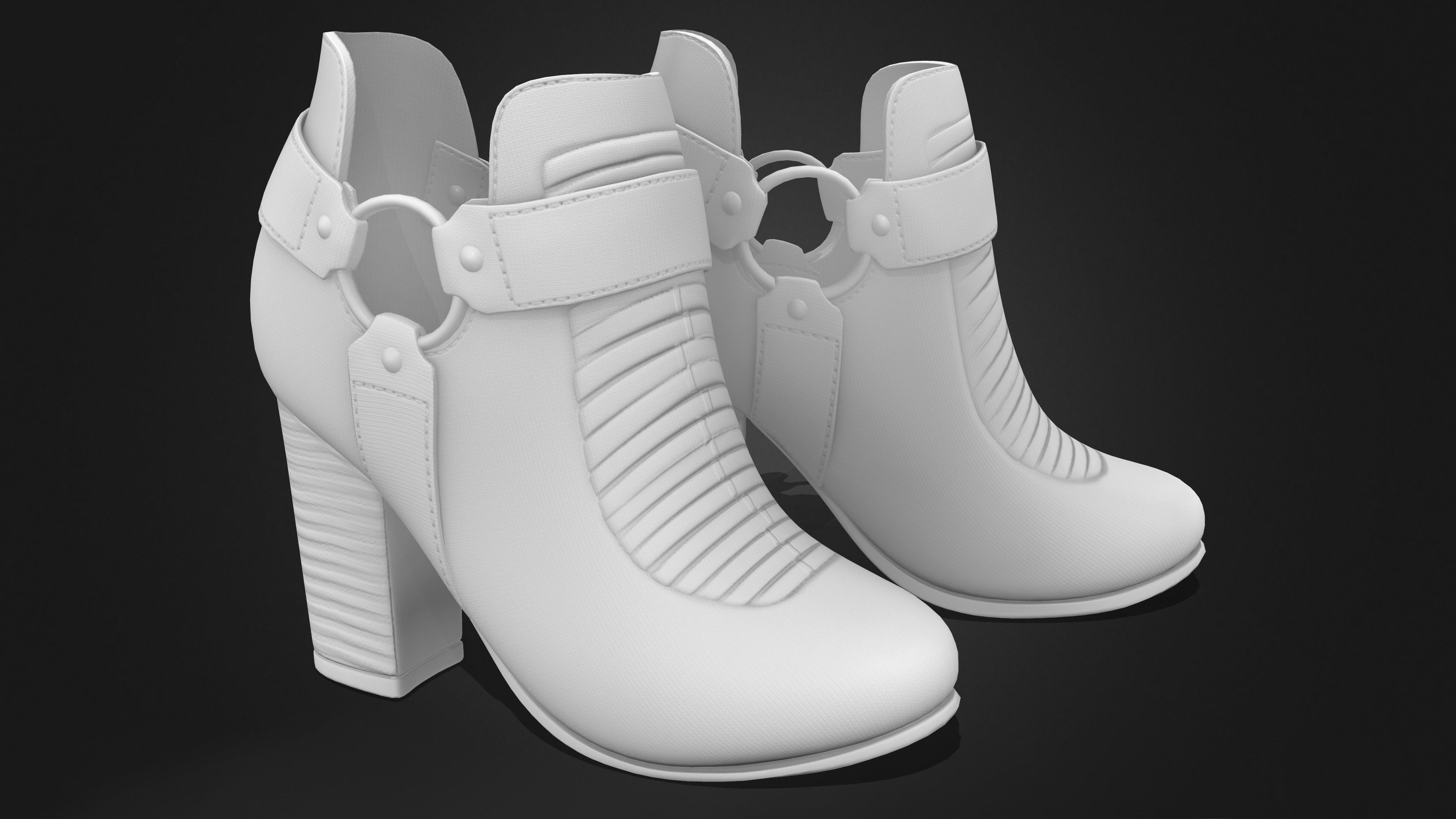 Faux Suede Cap Toe Ankle Boots Low-poly 3D model_8