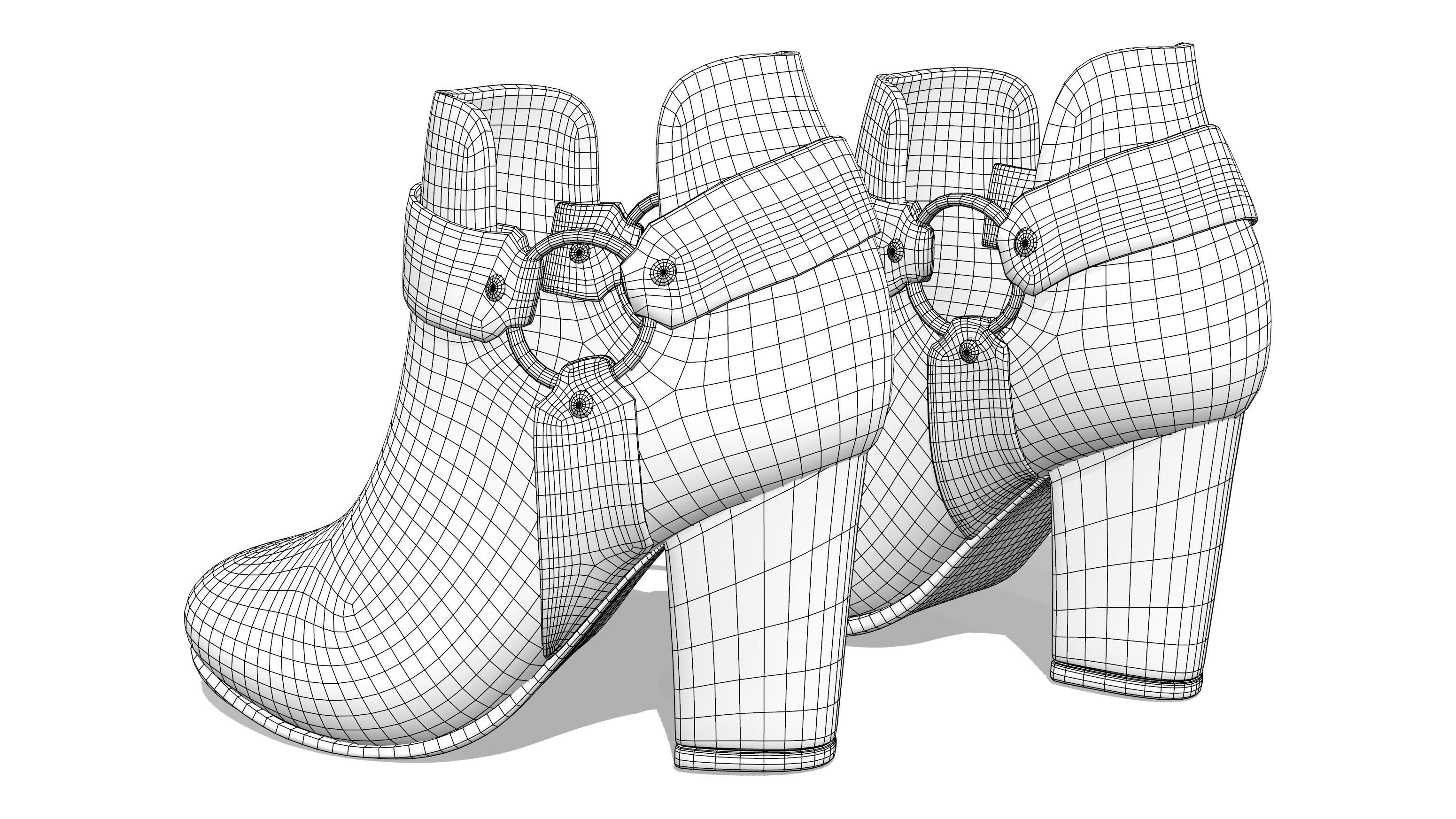 Faux Suede Cap Toe Ankle Boots Low-poly 3D model_7