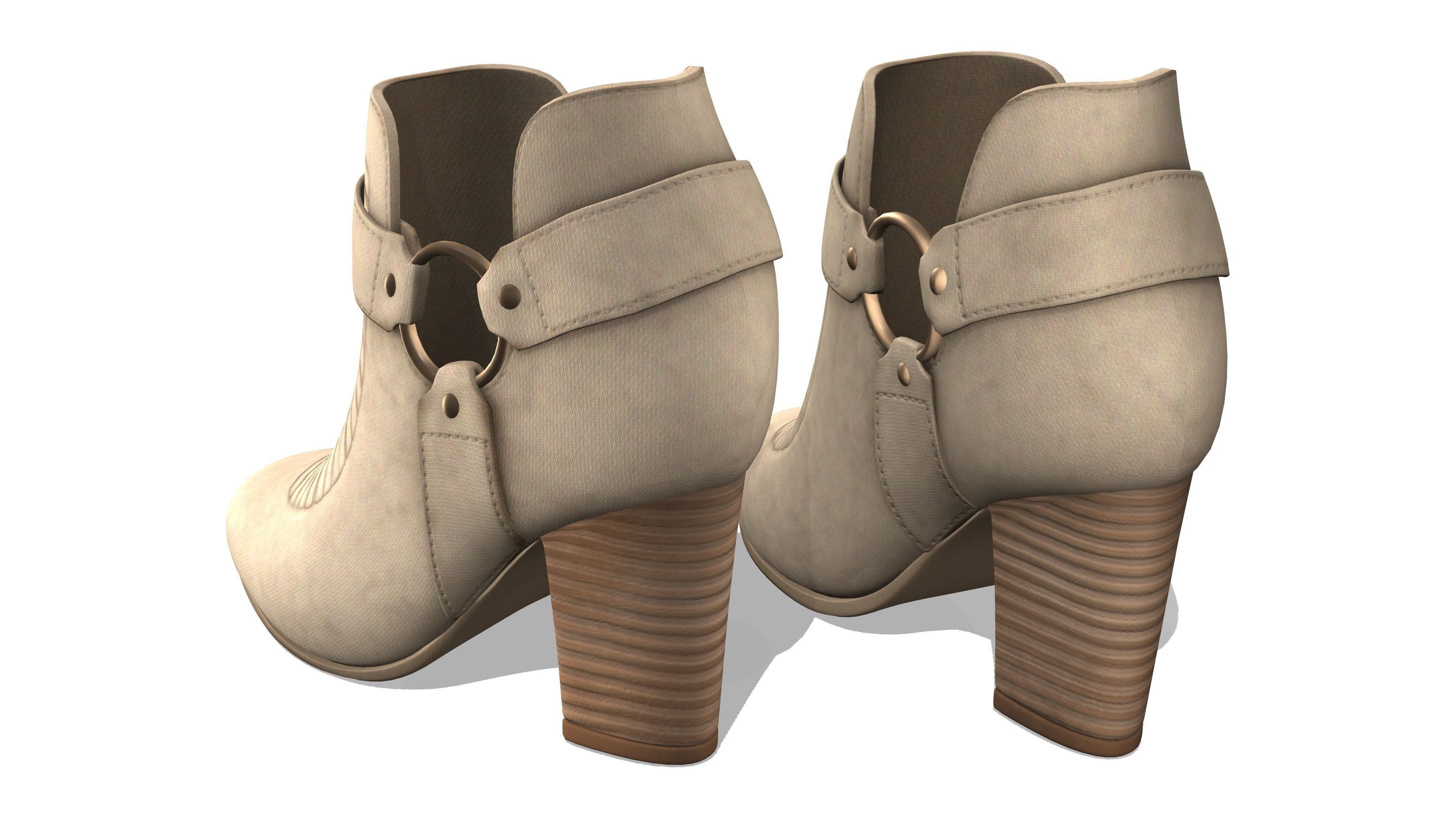Faux Suede Cap Toe Ankle Boots Low-poly 3D model_4