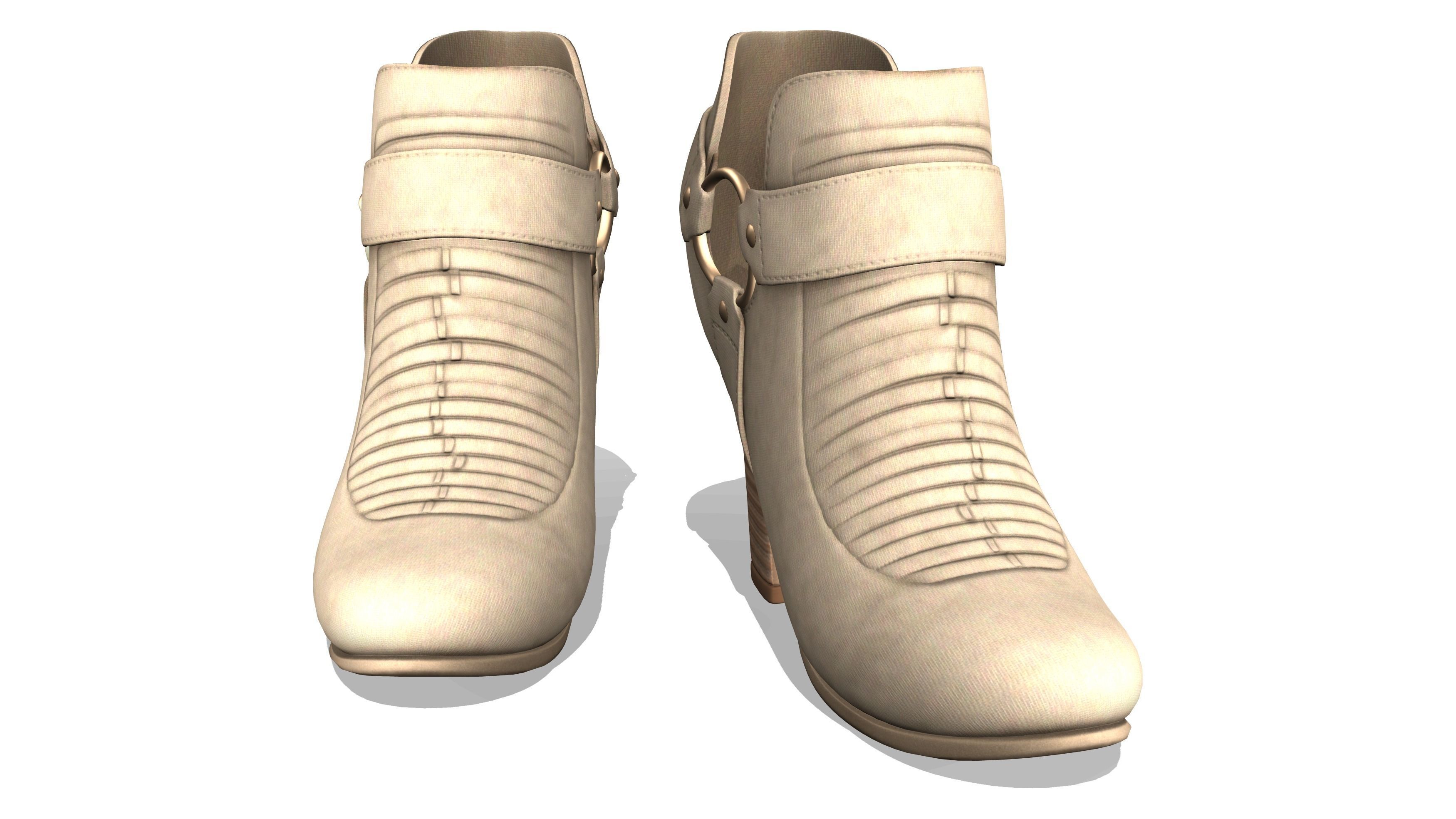 Faux Suede Cap Toe Ankle Boots Low-poly 3D model_2