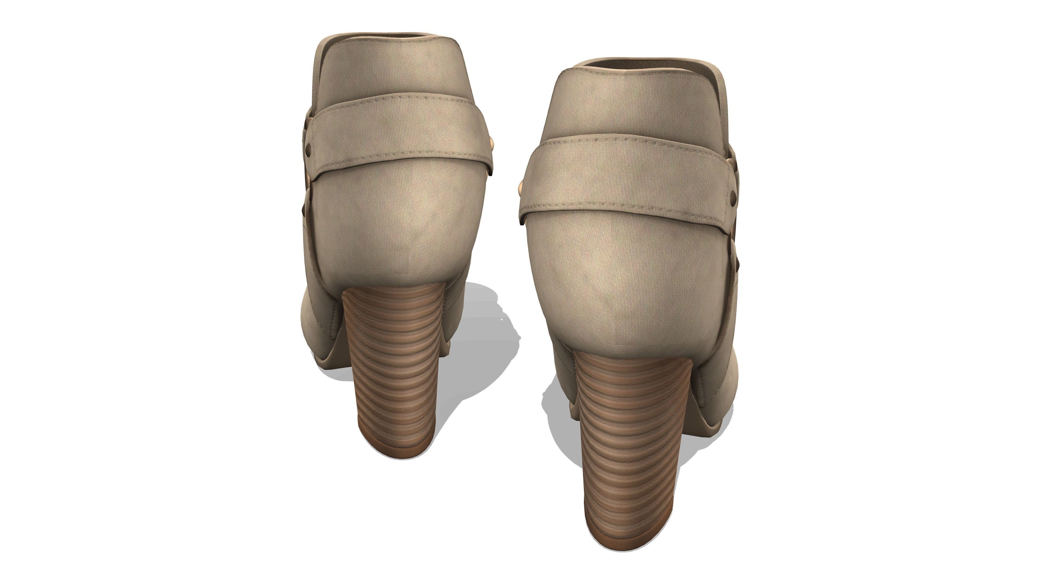 Faux Suede Cap Toe Ankle Boots Low-poly 3D model_5