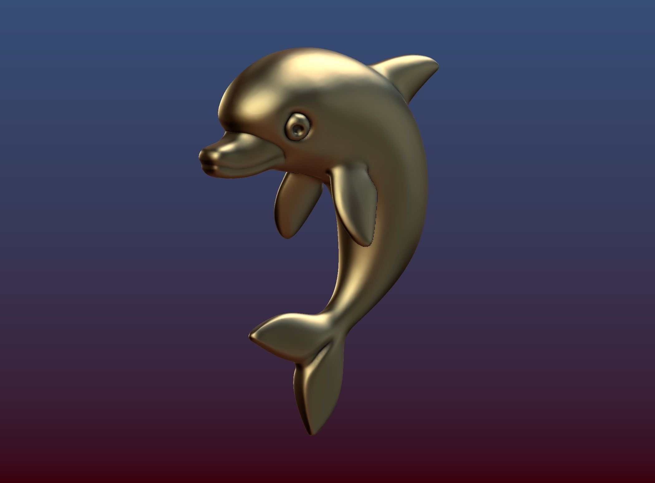 Dolphin gold 3D print model_3