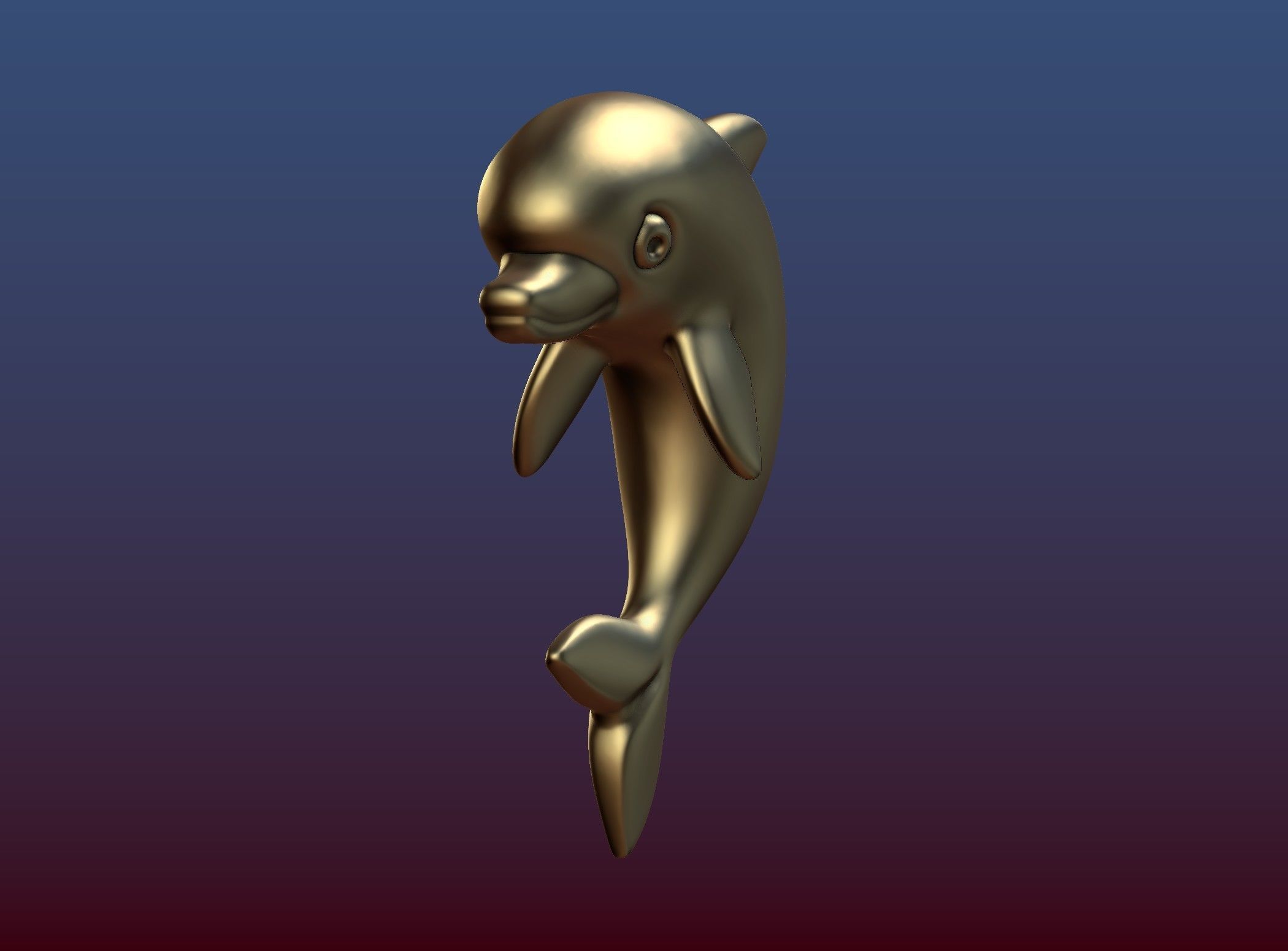 Dolphin gold 3D print model_2