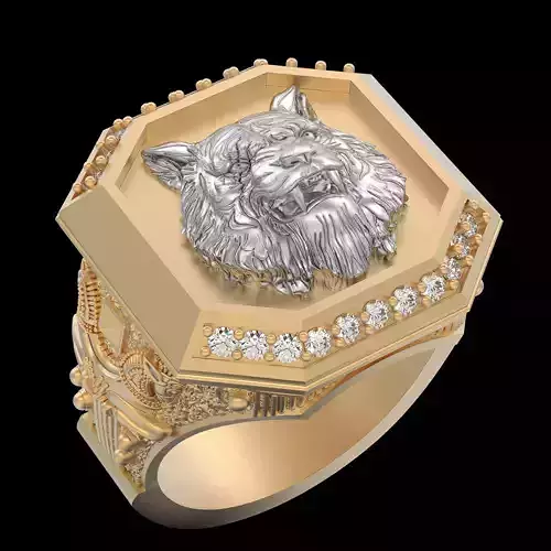 Tiger ring silver gold sterling printable jewelry 3D model