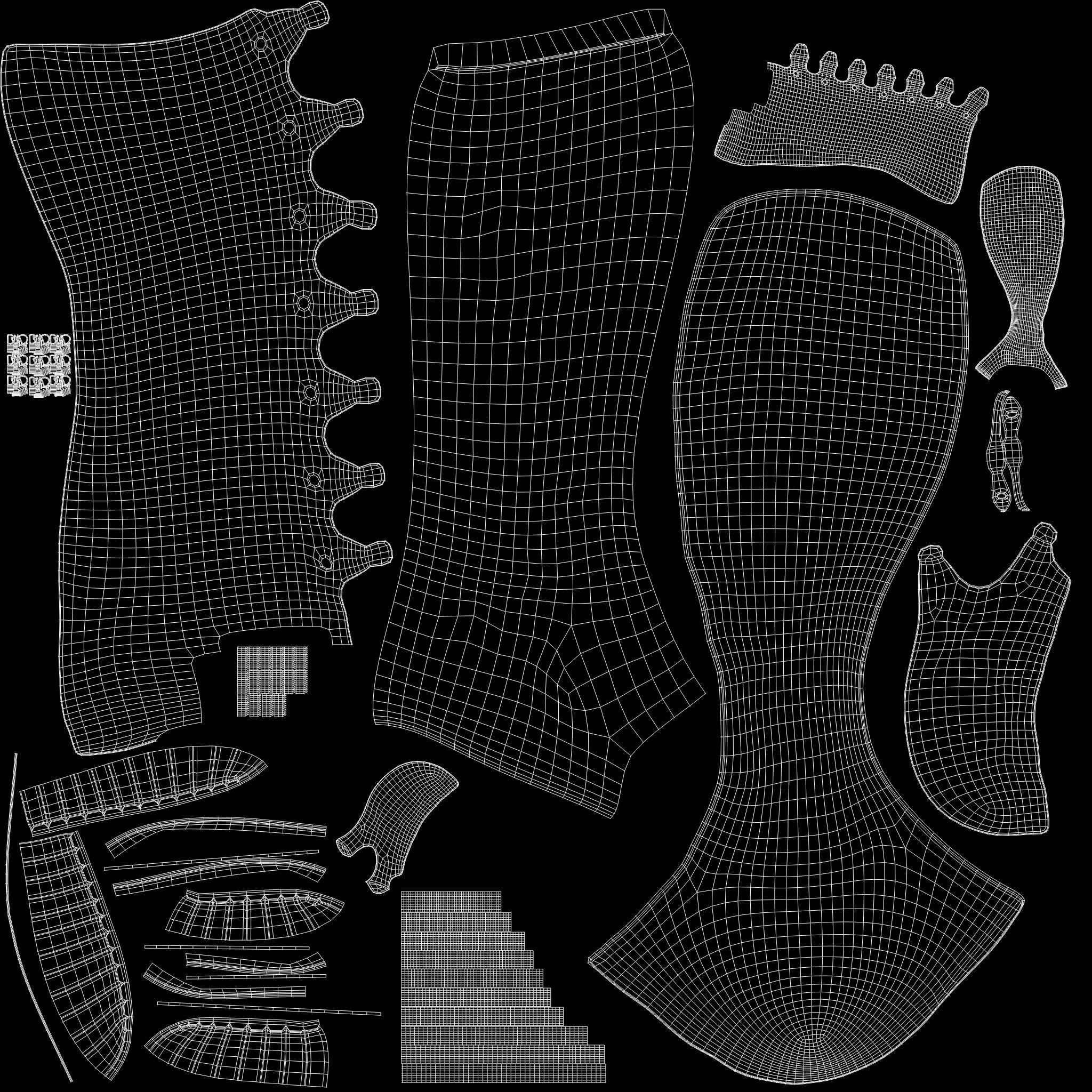 High Boots Lace-Up Long Boots with Chunky Block Heels Low-poly 3D model_13