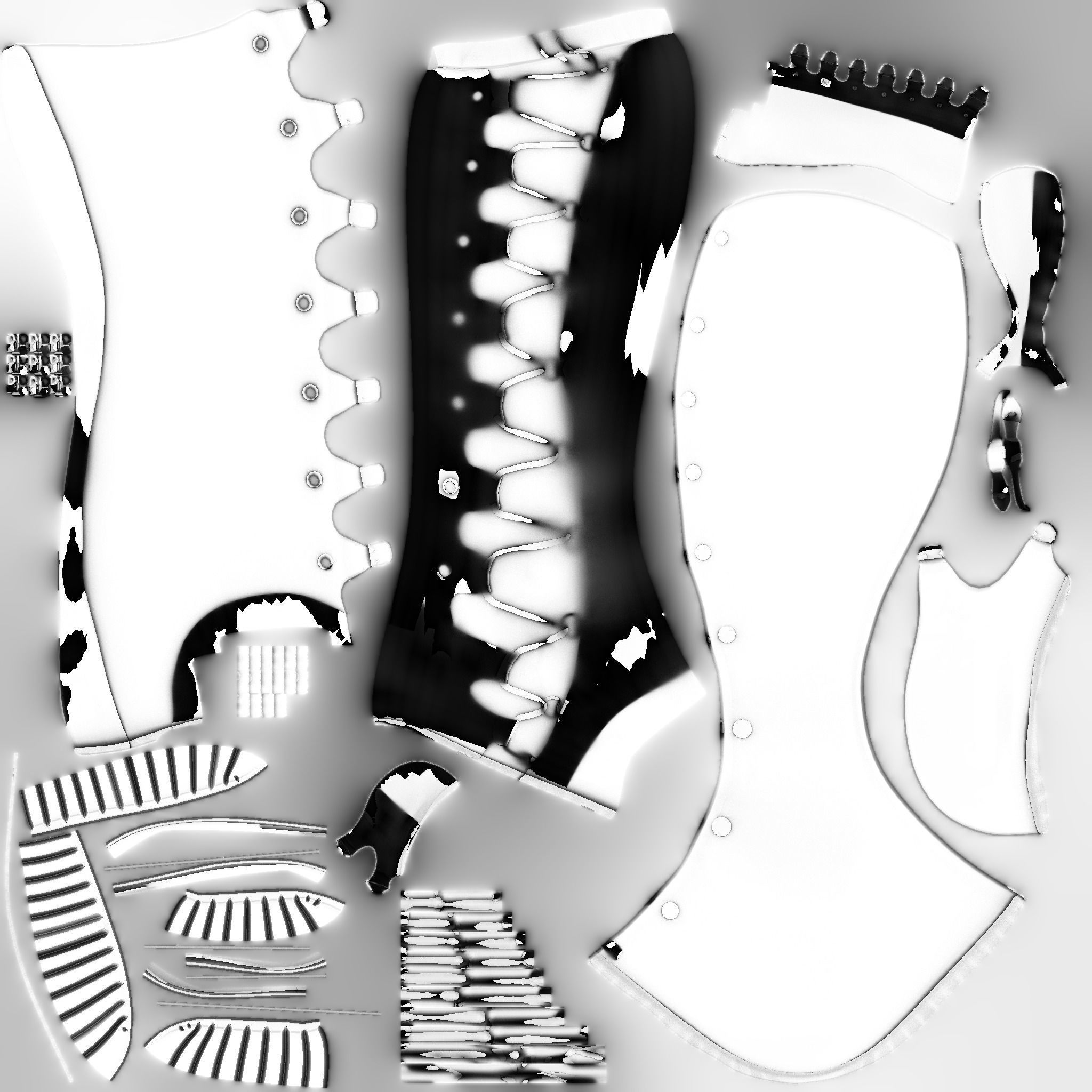 High Boots Lace-Up Long Boots with Chunky Block Heels Low-poly 3D model_12