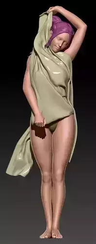 A YOUNG GIRL IN WIND AND SILK FABRIC 3D print model
