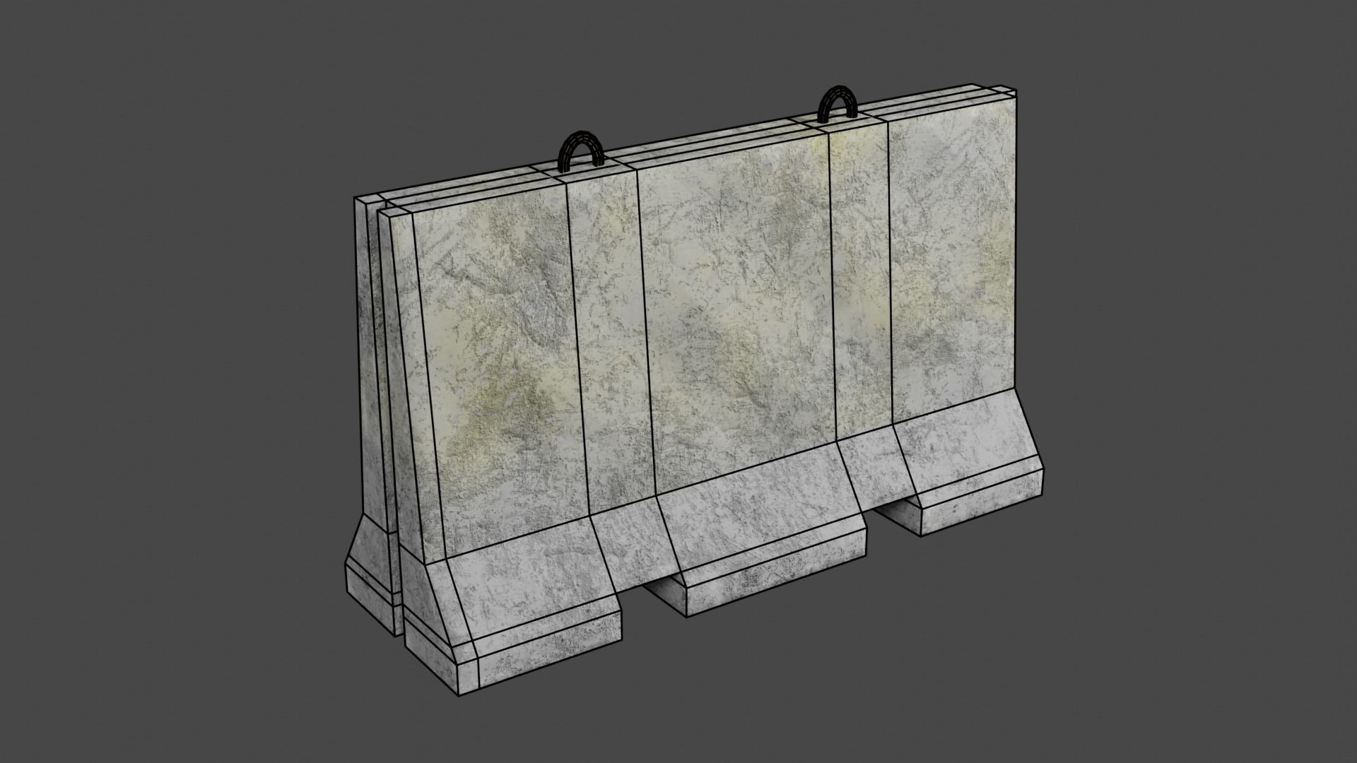 Cracked Concrete Barricade Free low-poly 3D model_6