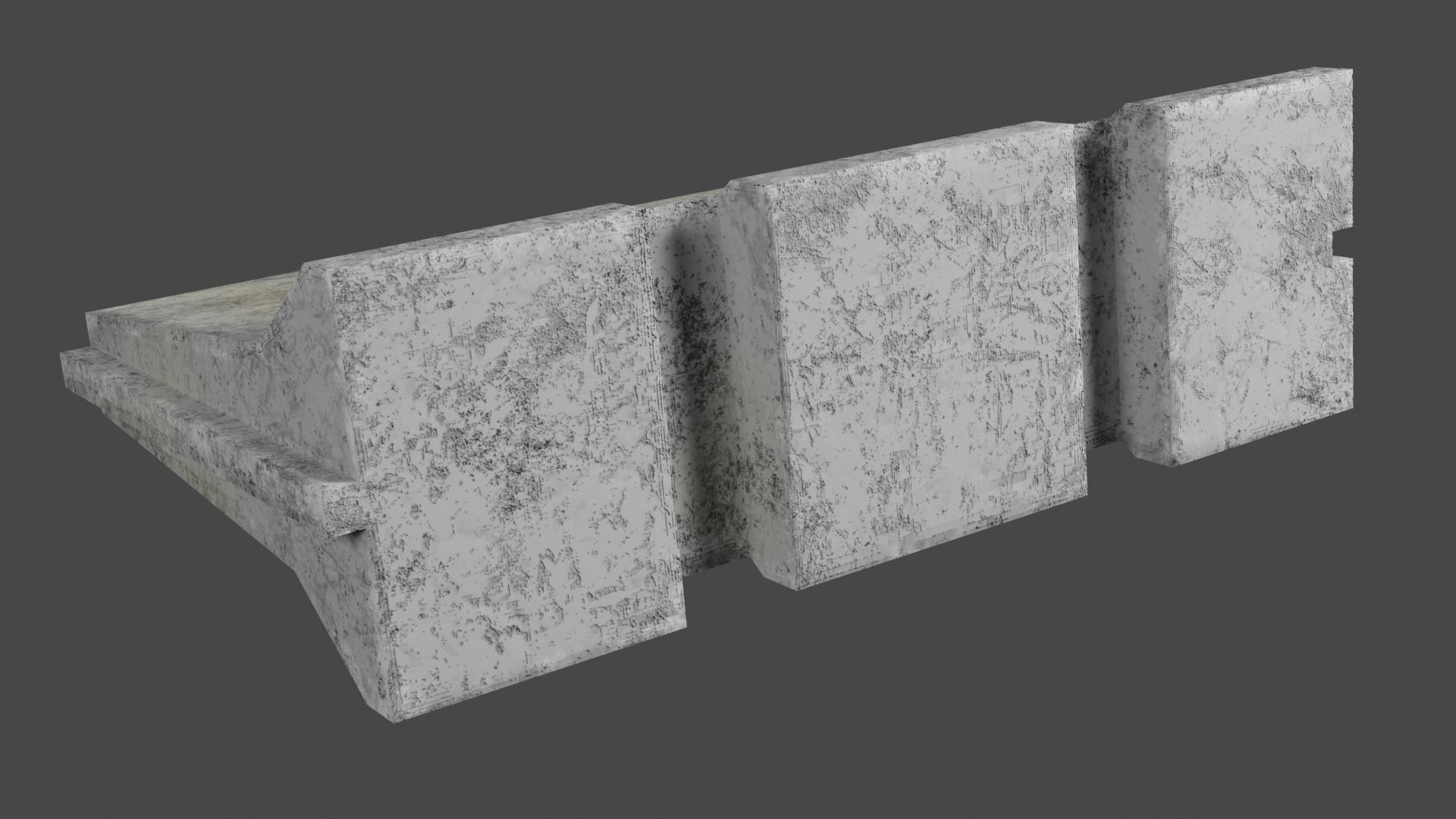 Cracked Concrete Barricade Free low-poly 3D model_3