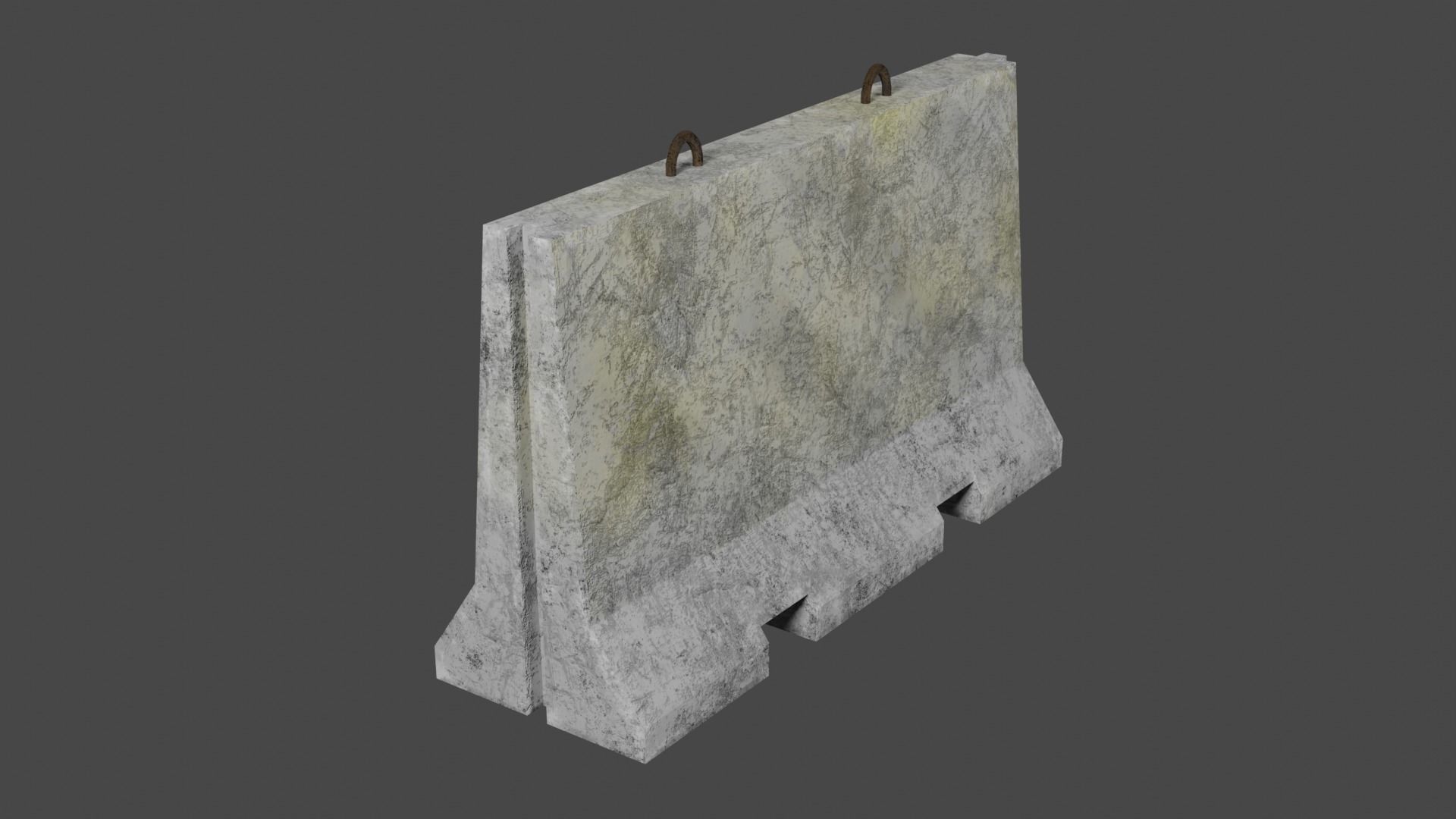 Cracked Concrete Barricade Free low-poly 3D model_5