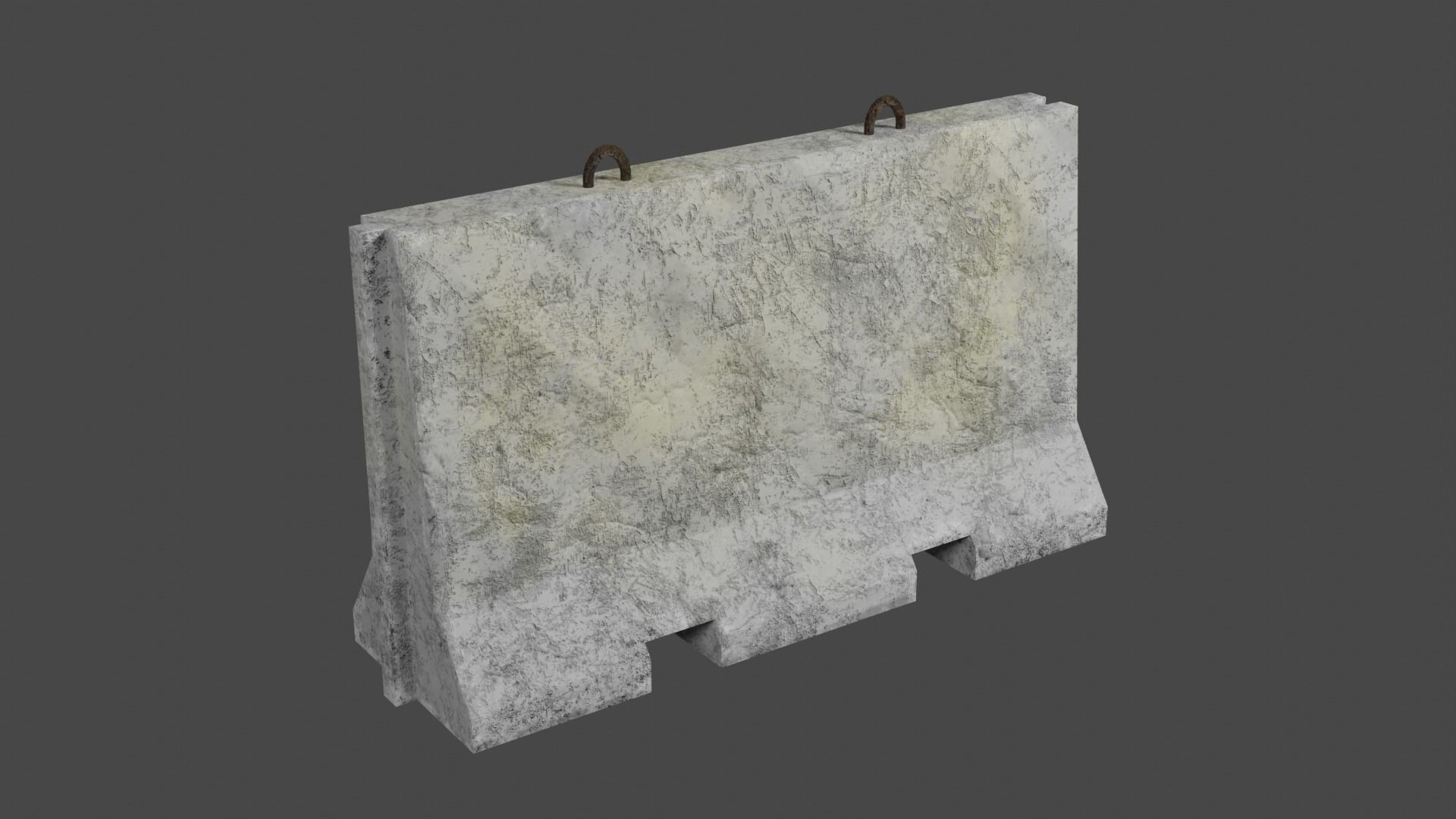 Cracked Concrete Barricade Free low-poly 3D model_2