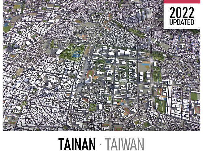 Tainan - 3D City Model Low-poly 3D model