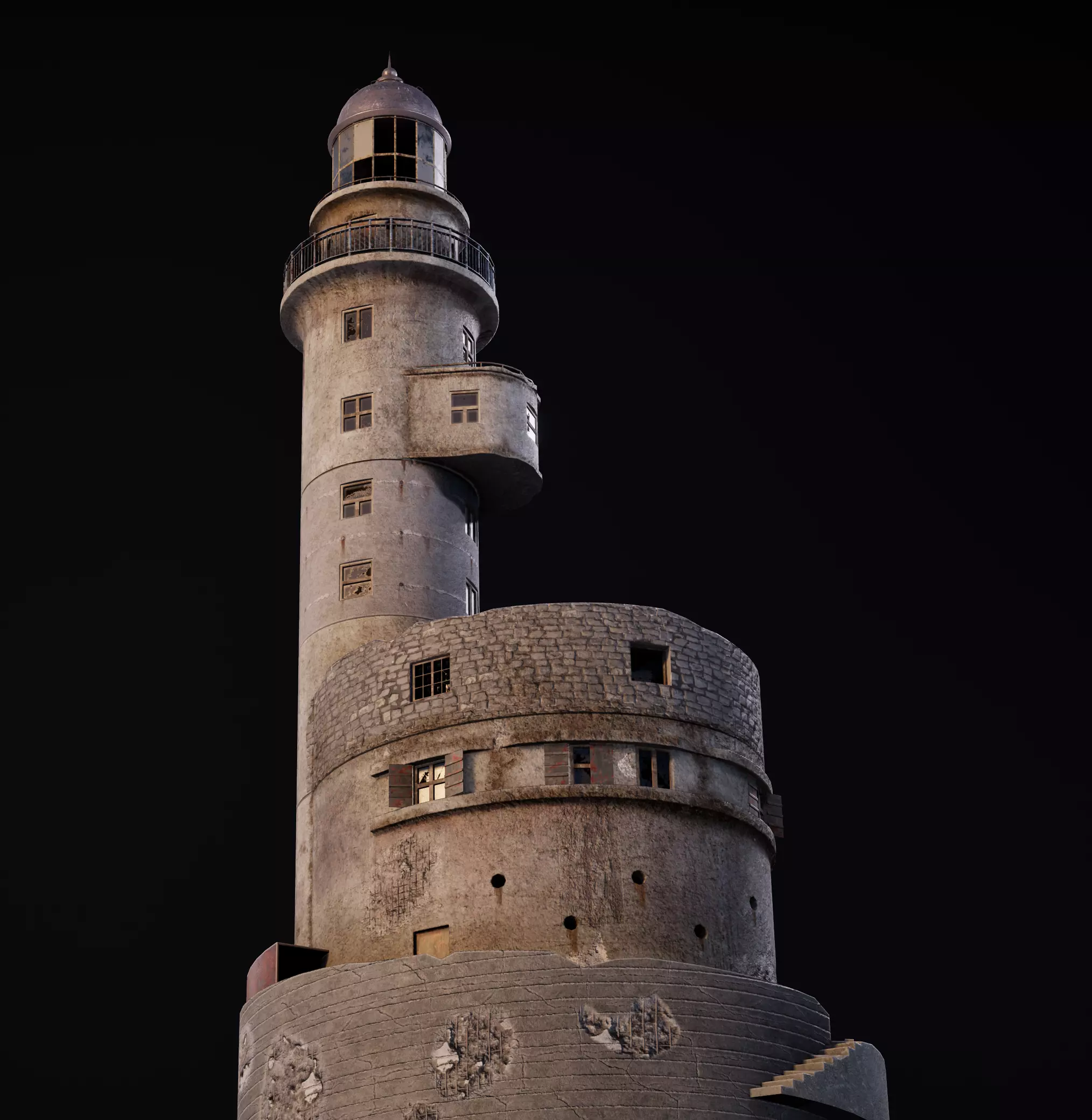 Abandoned lighthouse Aniva Low-poly 3D model_0