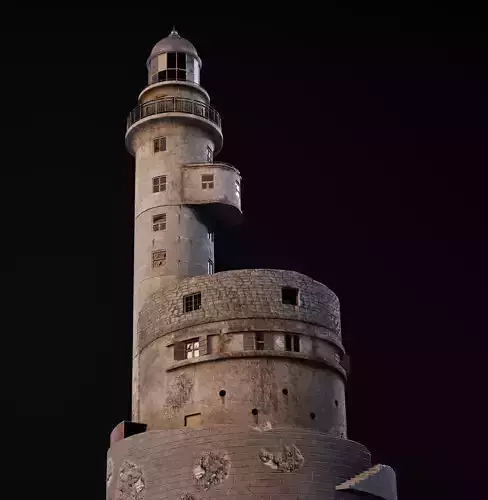 Abandoned lighthouse Aniva Low-poly 3D model