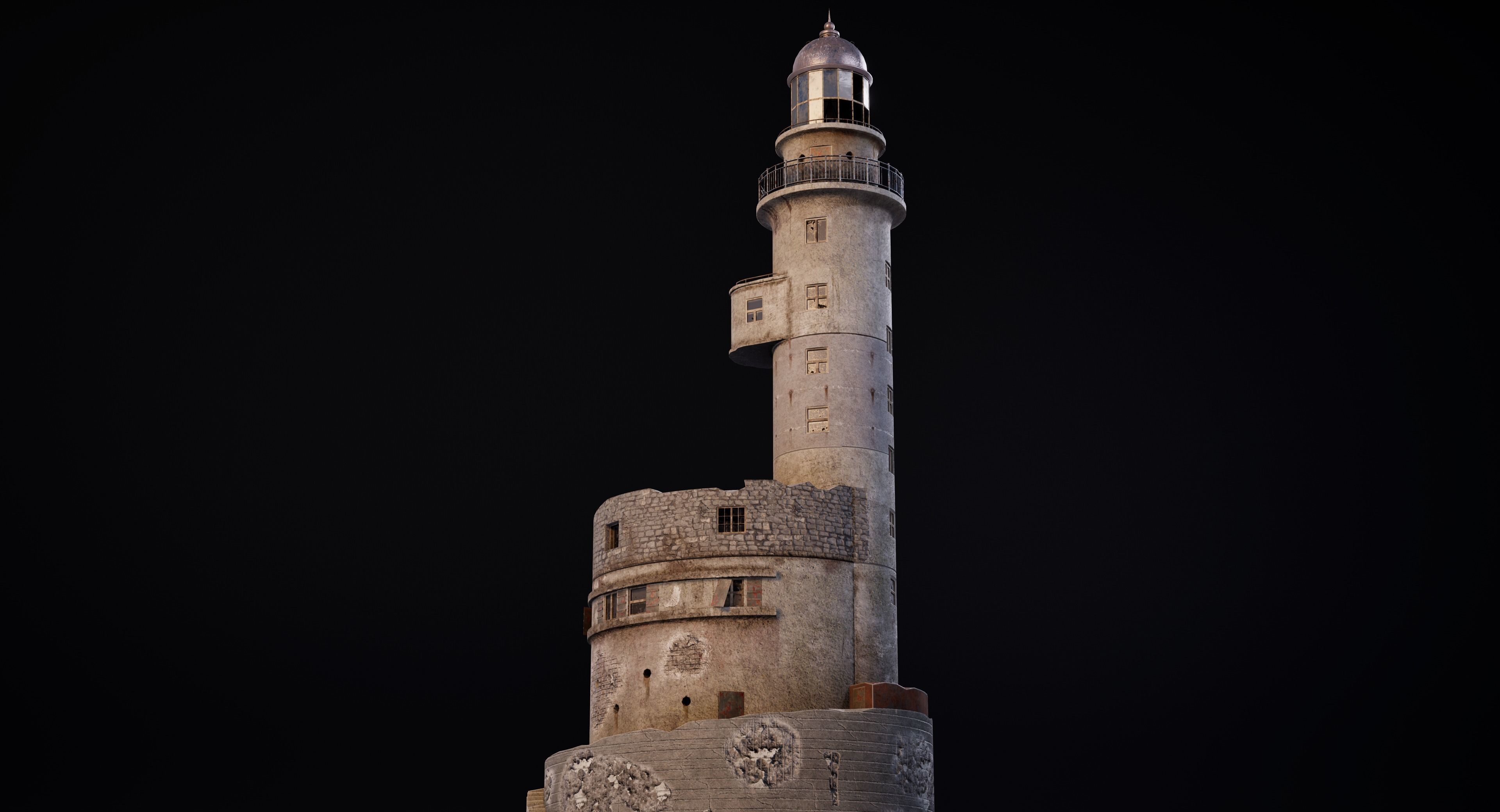 Abandoned lighthouse Aniva Low-poly 3D model_7