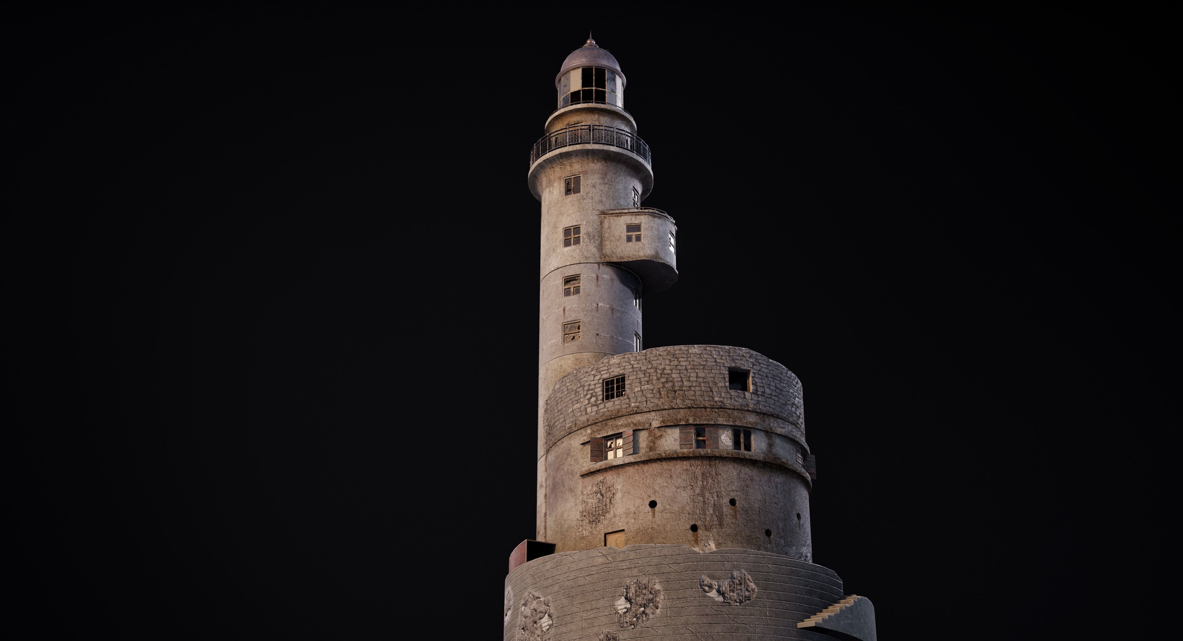 Abandoned lighthouse Aniva Low-poly 3D model_9