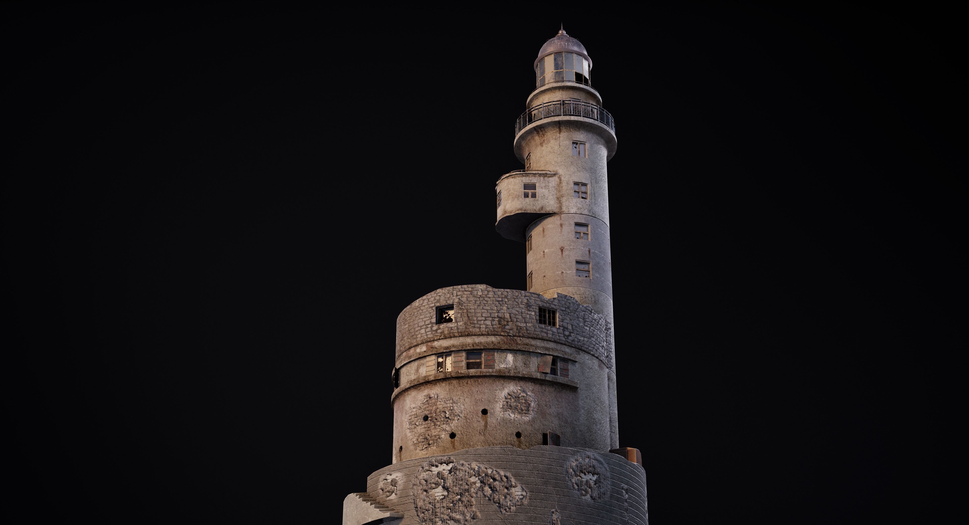 Abandoned lighthouse Aniva Low-poly 3D model_1