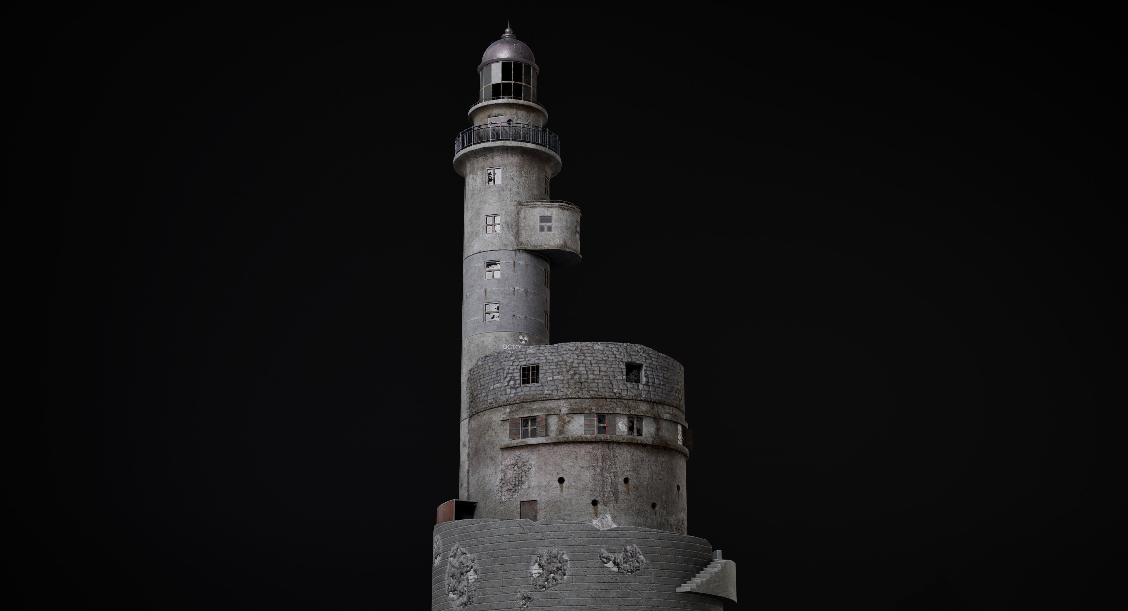 Abandoned lighthouse Aniva Low-poly 3D model_4