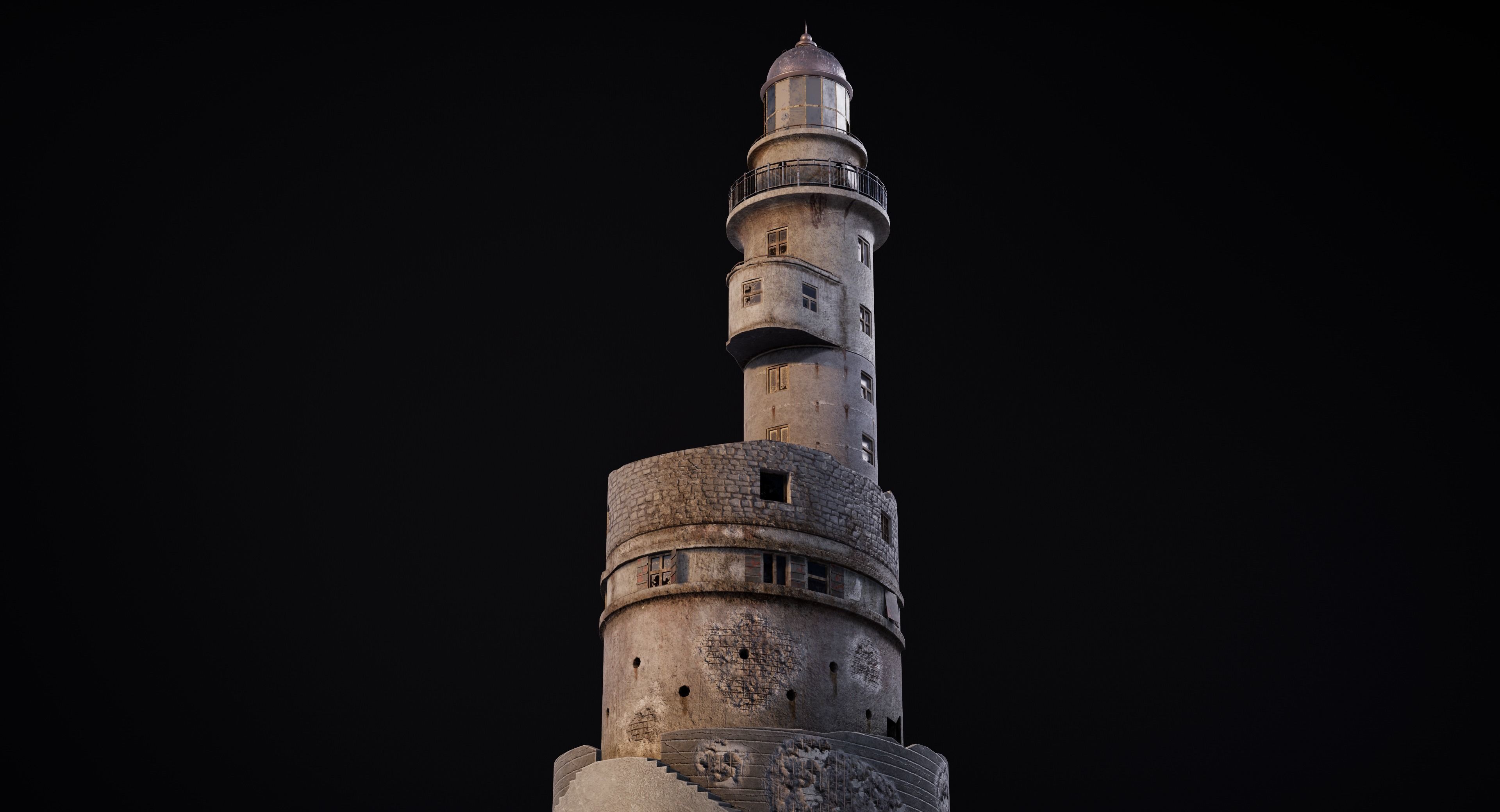 Abandoned lighthouse Aniva Low-poly 3D model_8