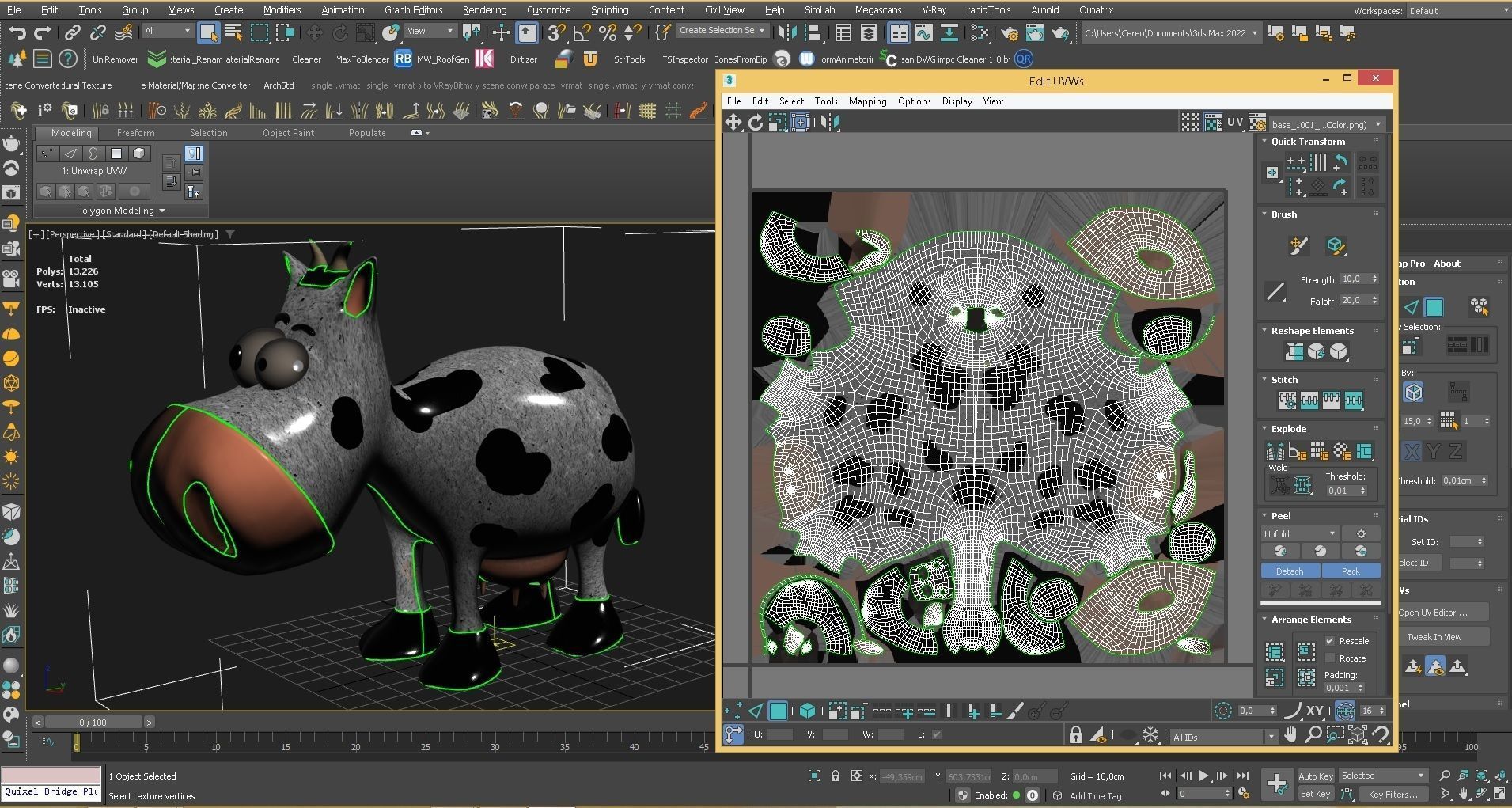 Animal Cartoon Cow - Low Poly Comic Unwapped 4K Low-poly 3D model_8