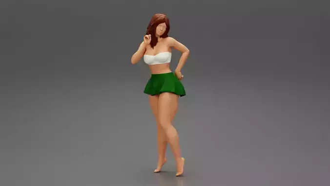 sexy woman hand on hip in mini skirt and bra