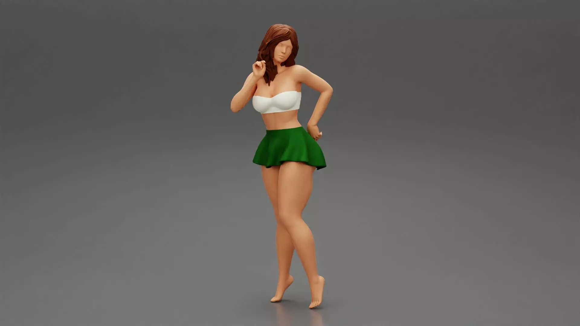 woman hand on hip in mini skirt and bra 3D print model