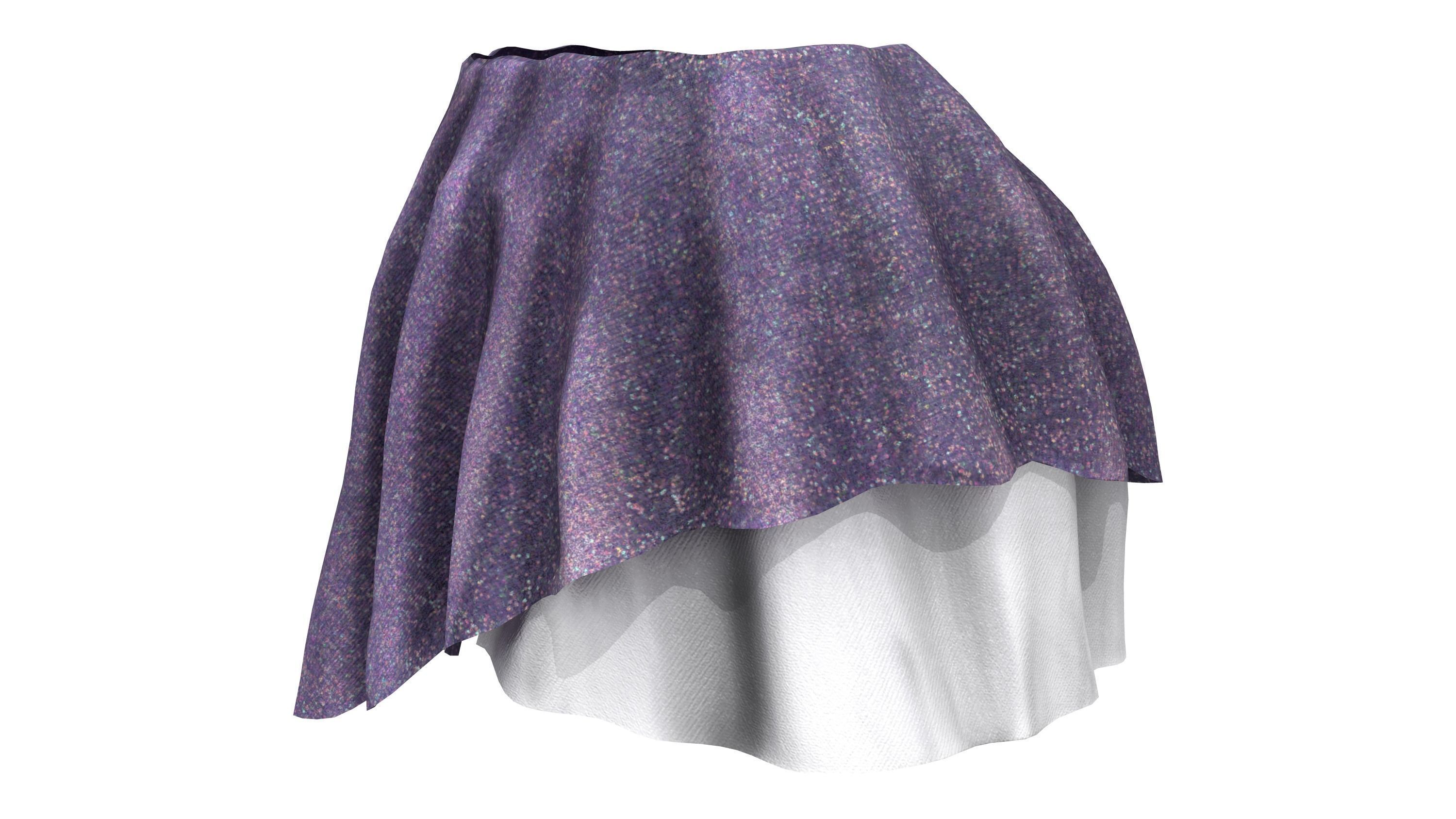Asymmetric Layered Mini Fantasy Skirt Low-poly 3D model_2
