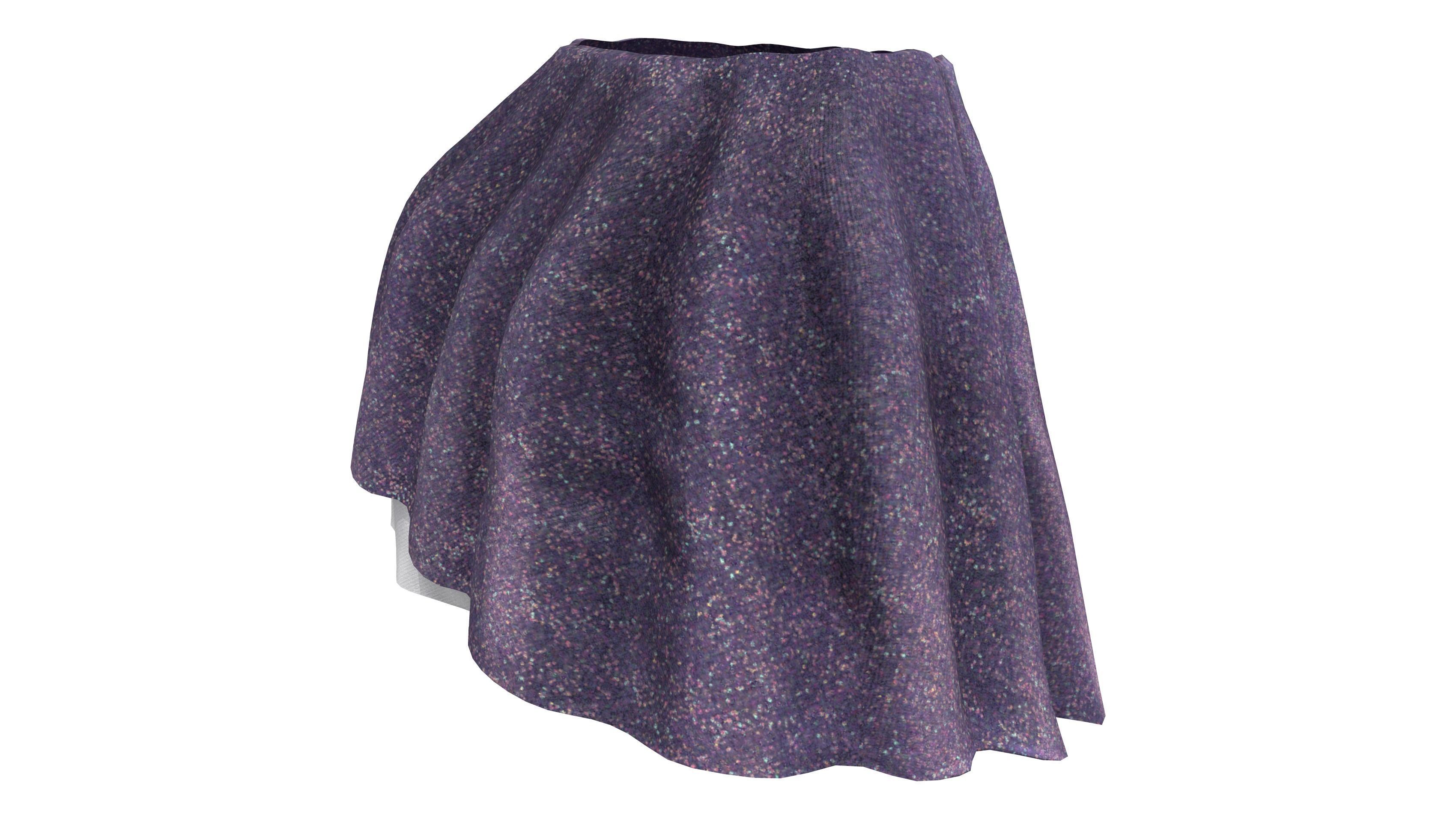 Asymmetric Layered Mini Fantasy Skirt Low-poly 3D model_5