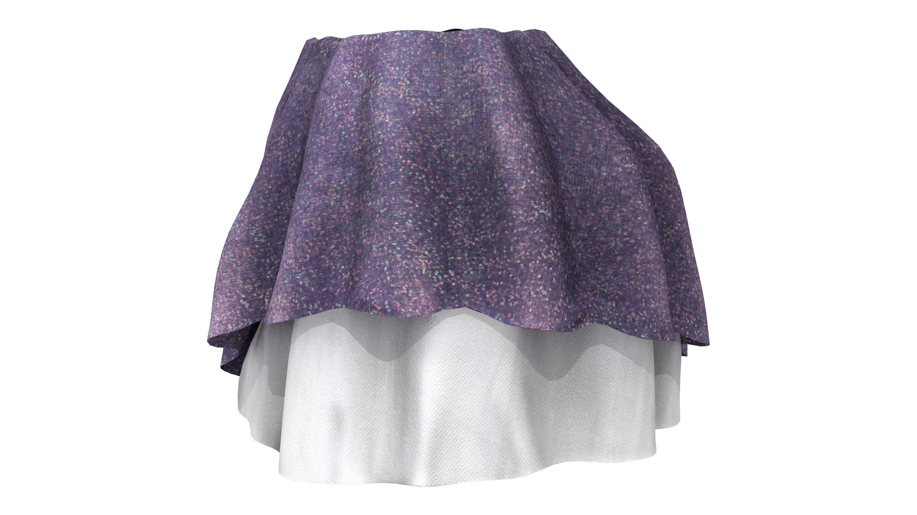 Asymmetric Layered Mini Fantasy Skirt Low-poly 3D model_3