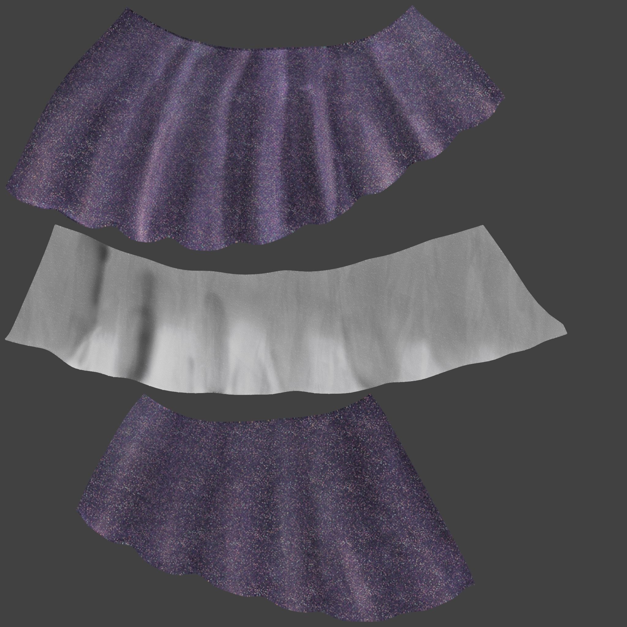 Asymmetric Layered Mini Fantasy Skirt Low-poly 3D model_9