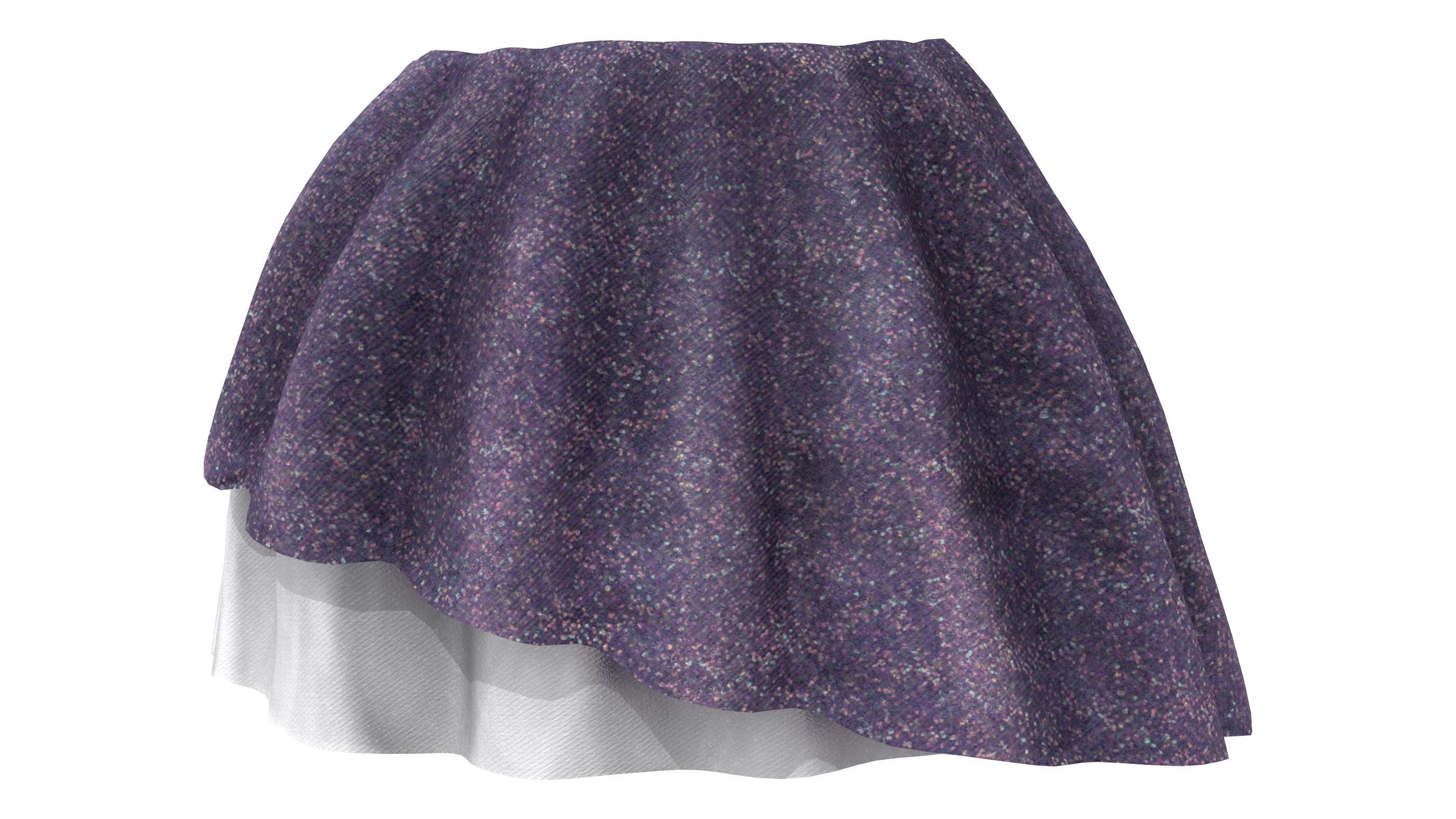Asymmetric Layered Mini Fantasy Skirt Low-poly 3D model_4