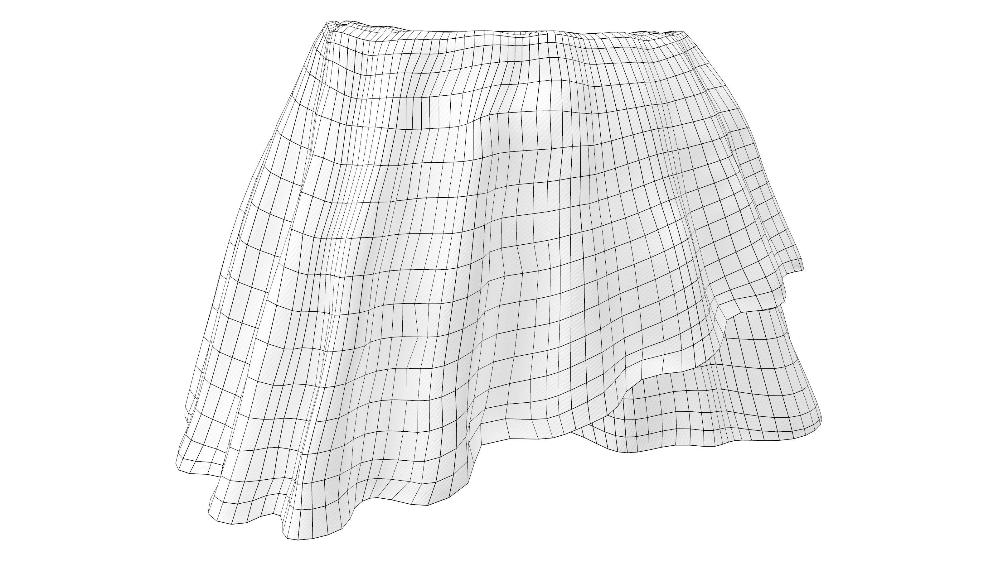 Asymmetric Layered Mini Fantasy Skirt Low-poly 3D model_6