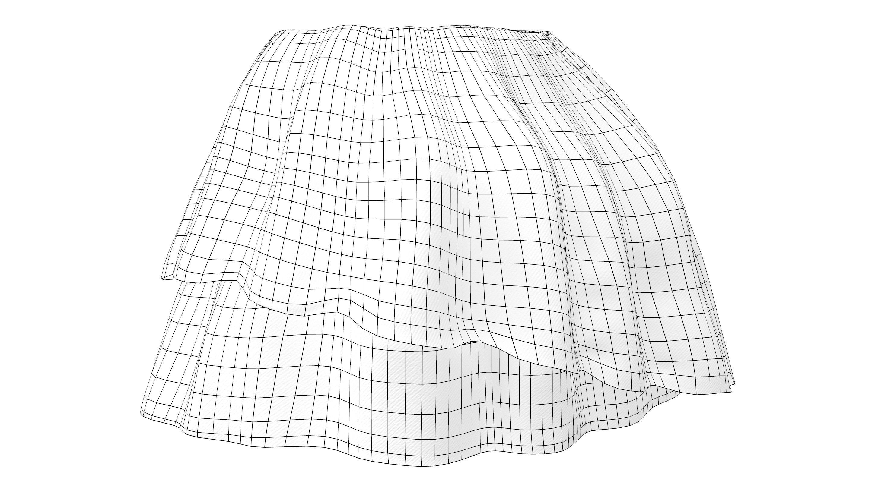 Asymmetric Layered Mini Fantasy Skirt Low-poly 3D model_7