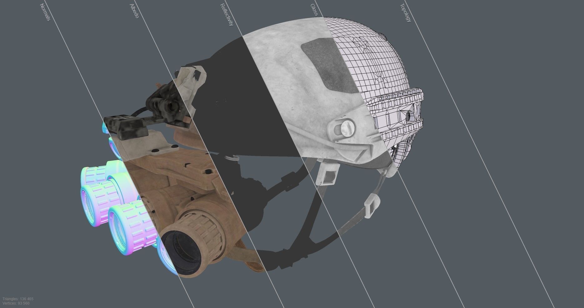 Airframe and GPNVG-18 night vision device Low-poly 3D model_12