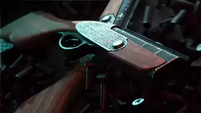 OLD Decorated Shotgun with ornament PBR GAME-READY Free low-poly 3D model