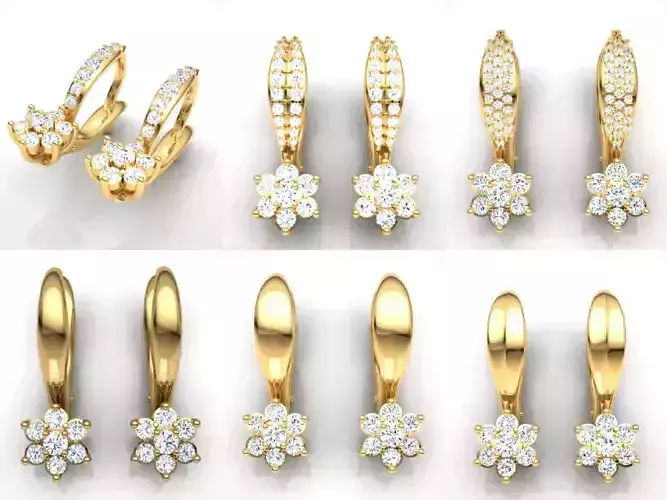  C3 The luxury female earring with gems 3D Model Collection