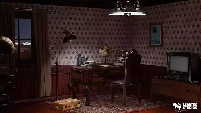 Vintage Room Environment Low-poly 3D model