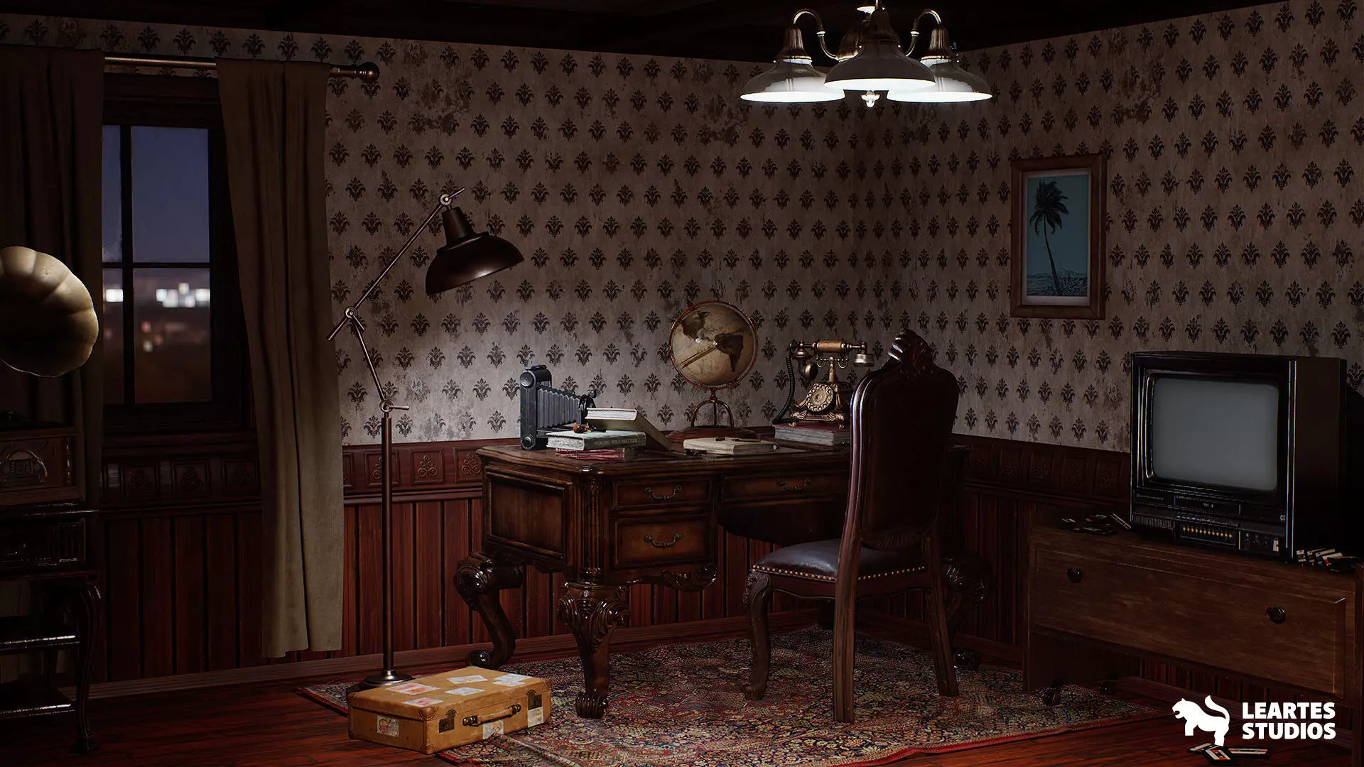 Vintage Room Environment Low-poly 3D model_0