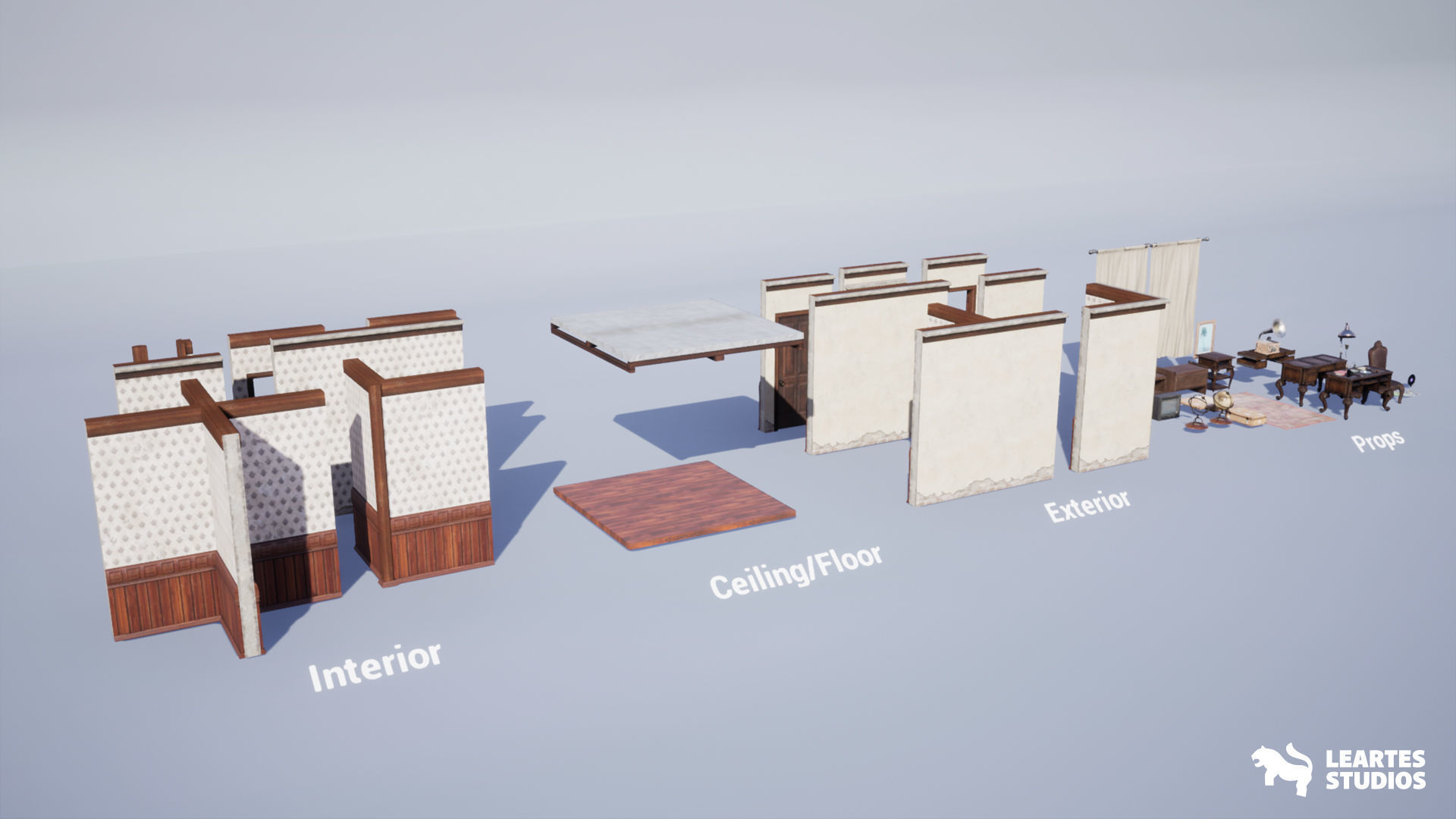 Vintage Room Environment Low-poly 3D model_15