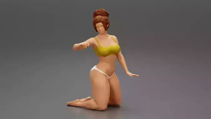 Sexy woman In Bikini Sitting On Her knees