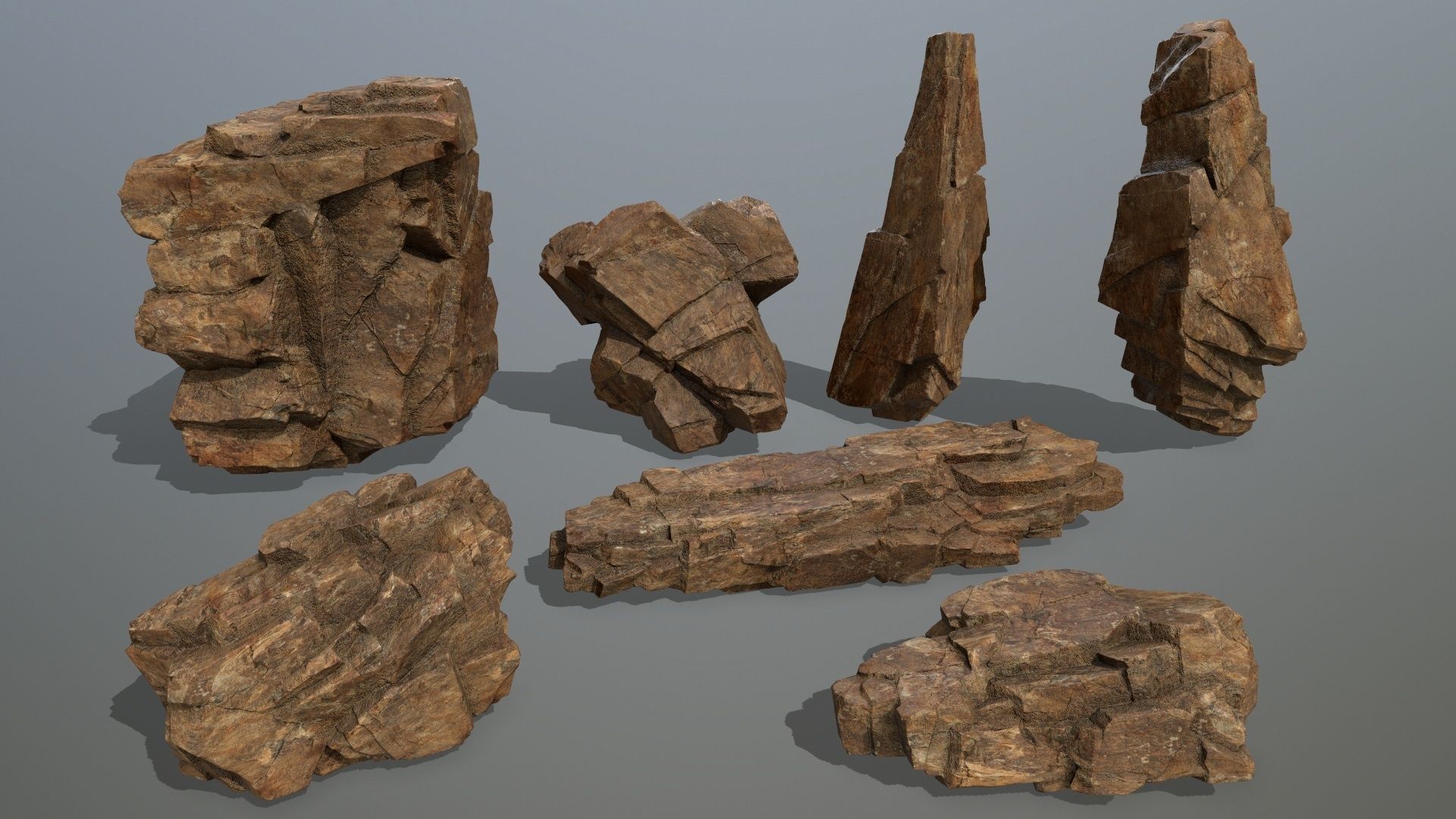 desert rocks Low-poly 3D model_2