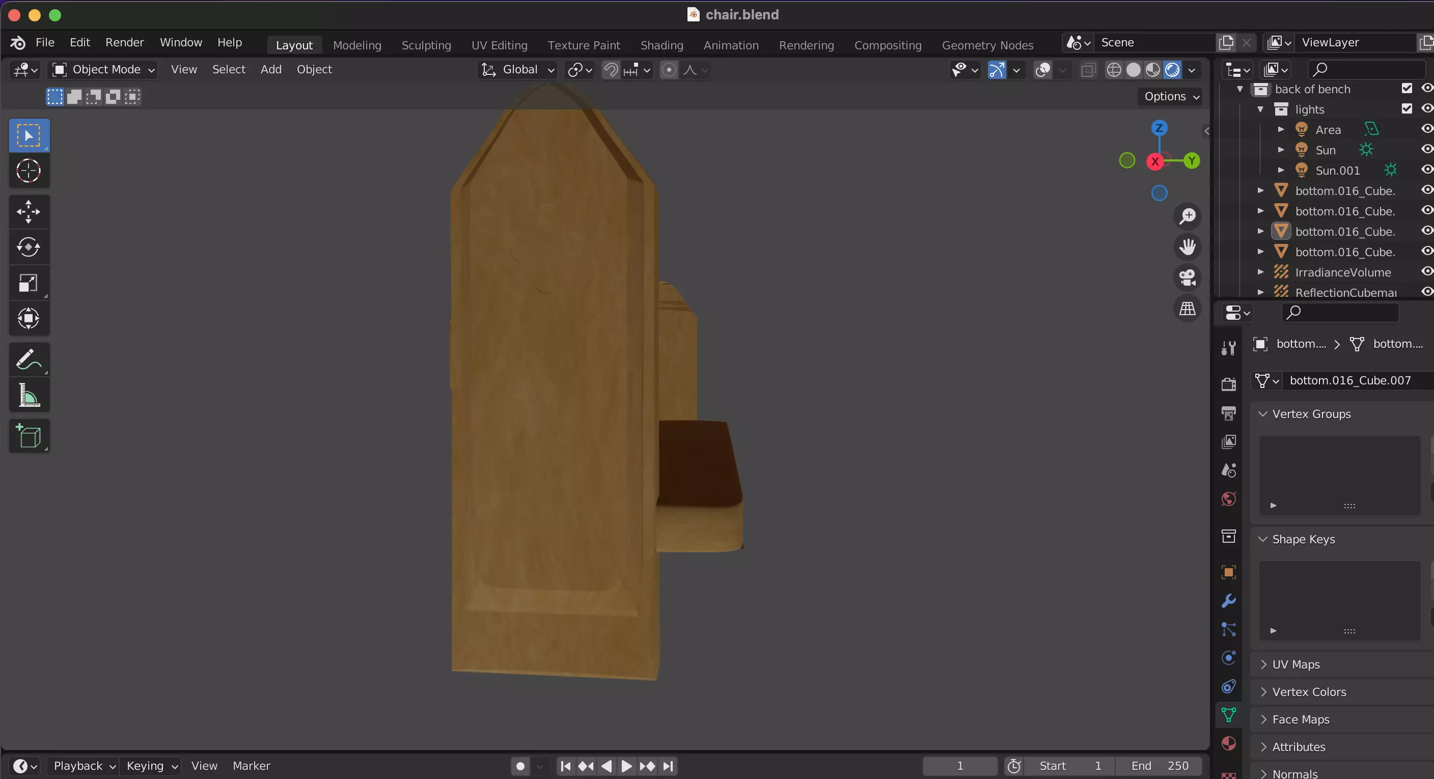 Church PEW Free low-poly 3D model_0