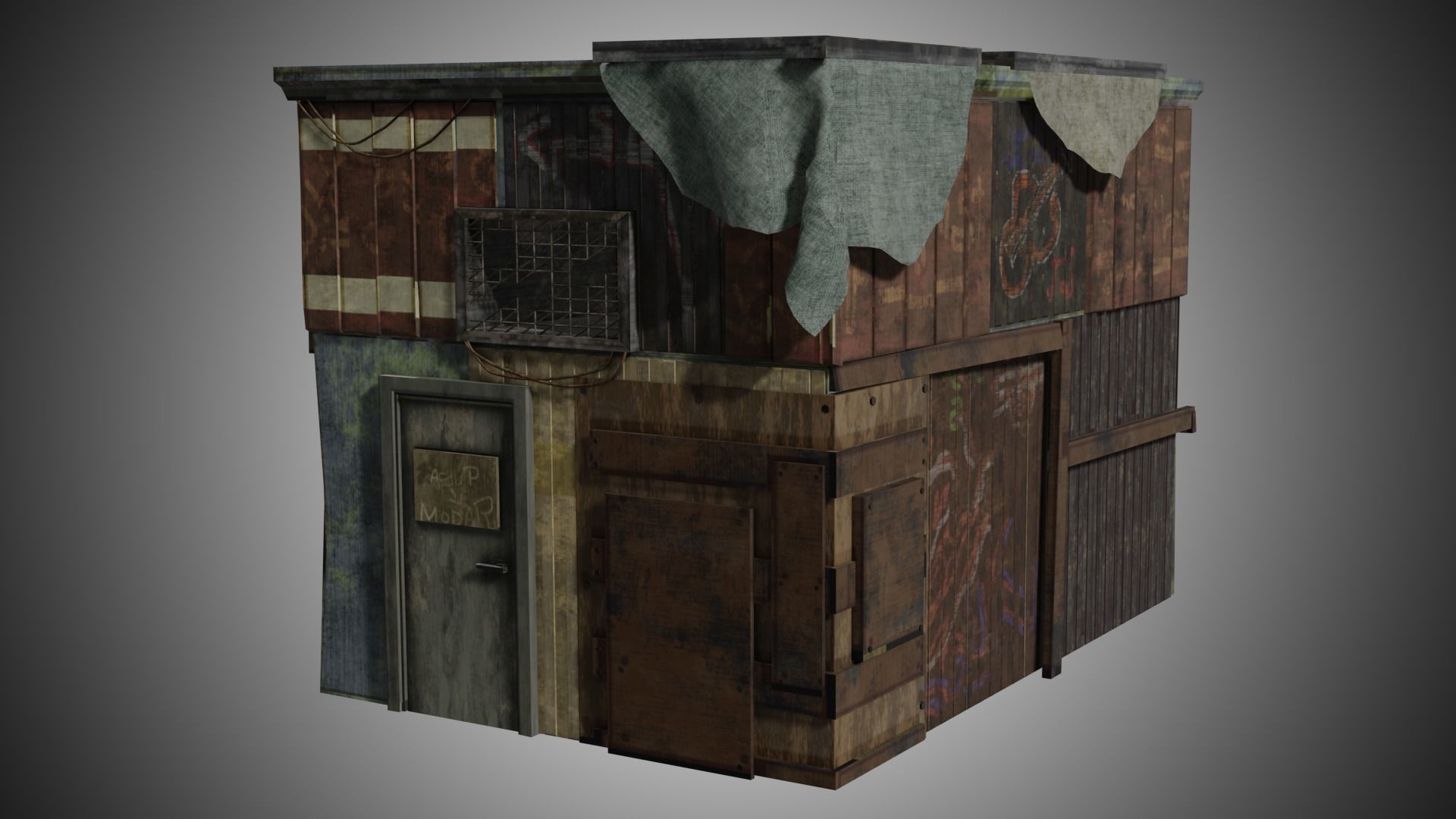 Rusty building warehouse abandoned - Low poly realistic Low-poly 3D model_11