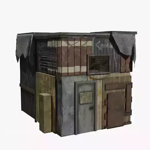 Rusty building warehouse abandoned - Low poly realistic