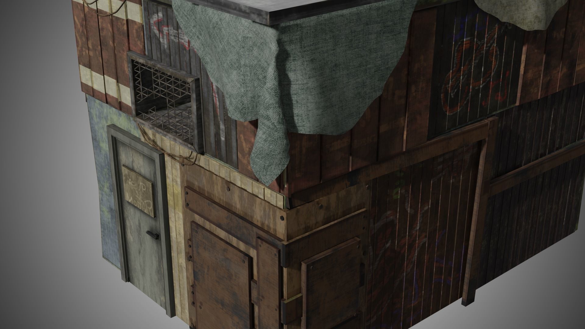 Rusty building warehouse abandoned - Low poly realistic Low-poly 3D model_3