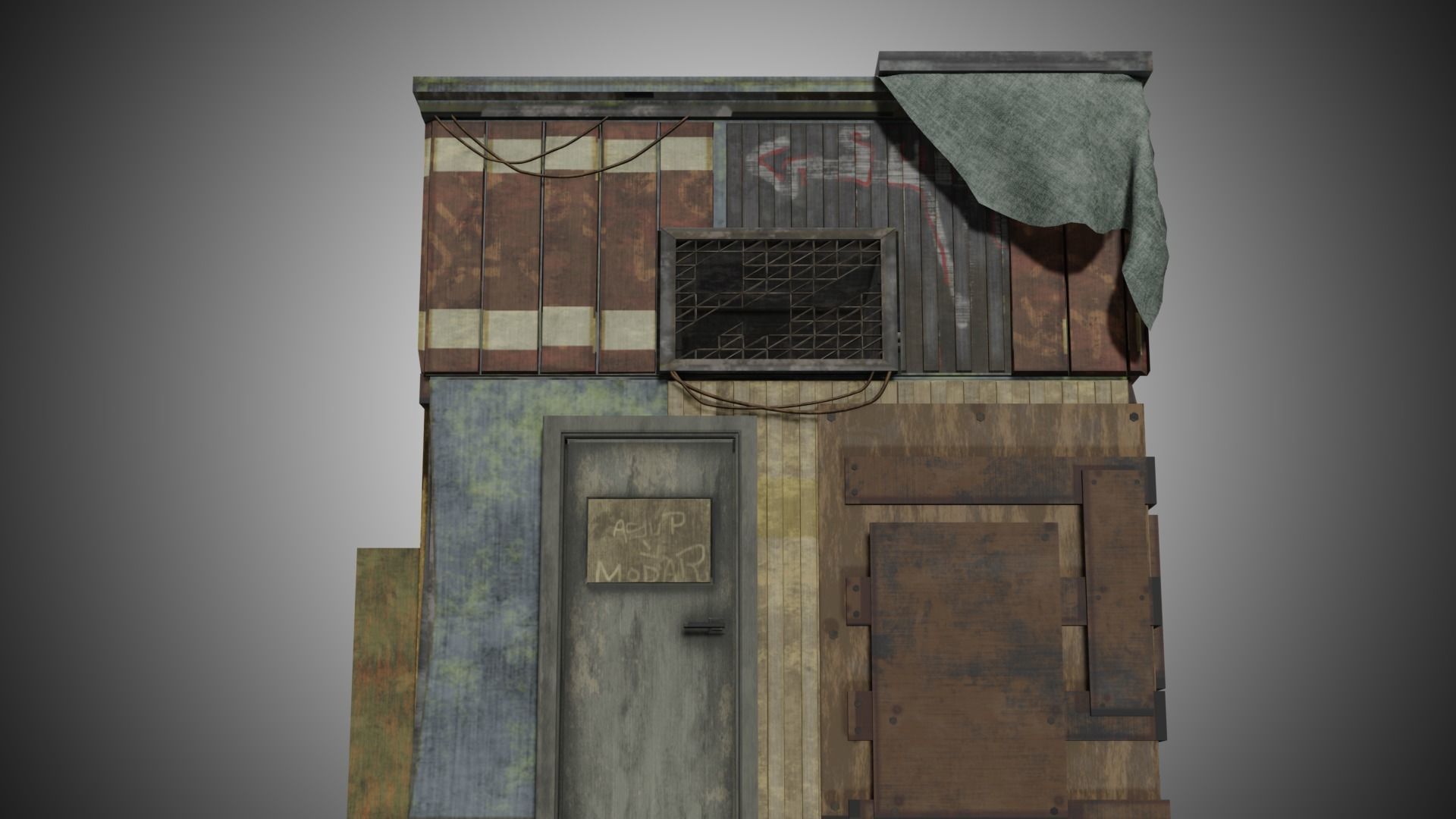 Rusty building warehouse abandoned - Low poly realistic Low-poly 3D model_5