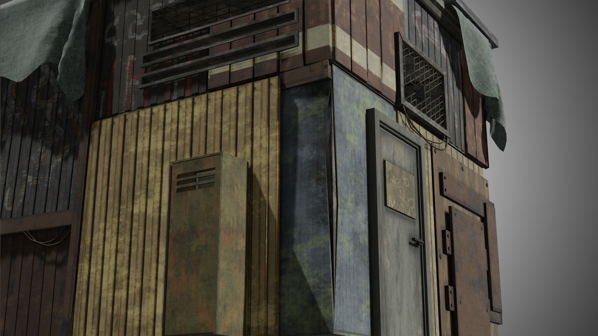 Rusty building warehouse abandoned - Low poly realistic Low-poly 3D model_2