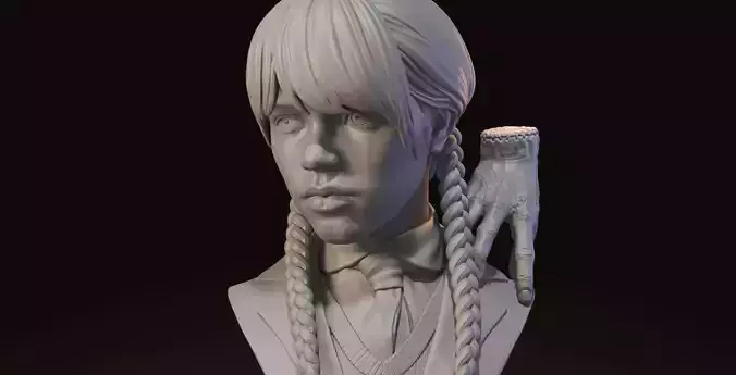 Bust of Wednesday Addams pre-supported 3D print model