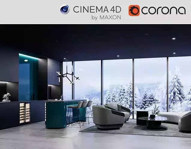 Corona - C4D files - Commercial Interior Space 3D model