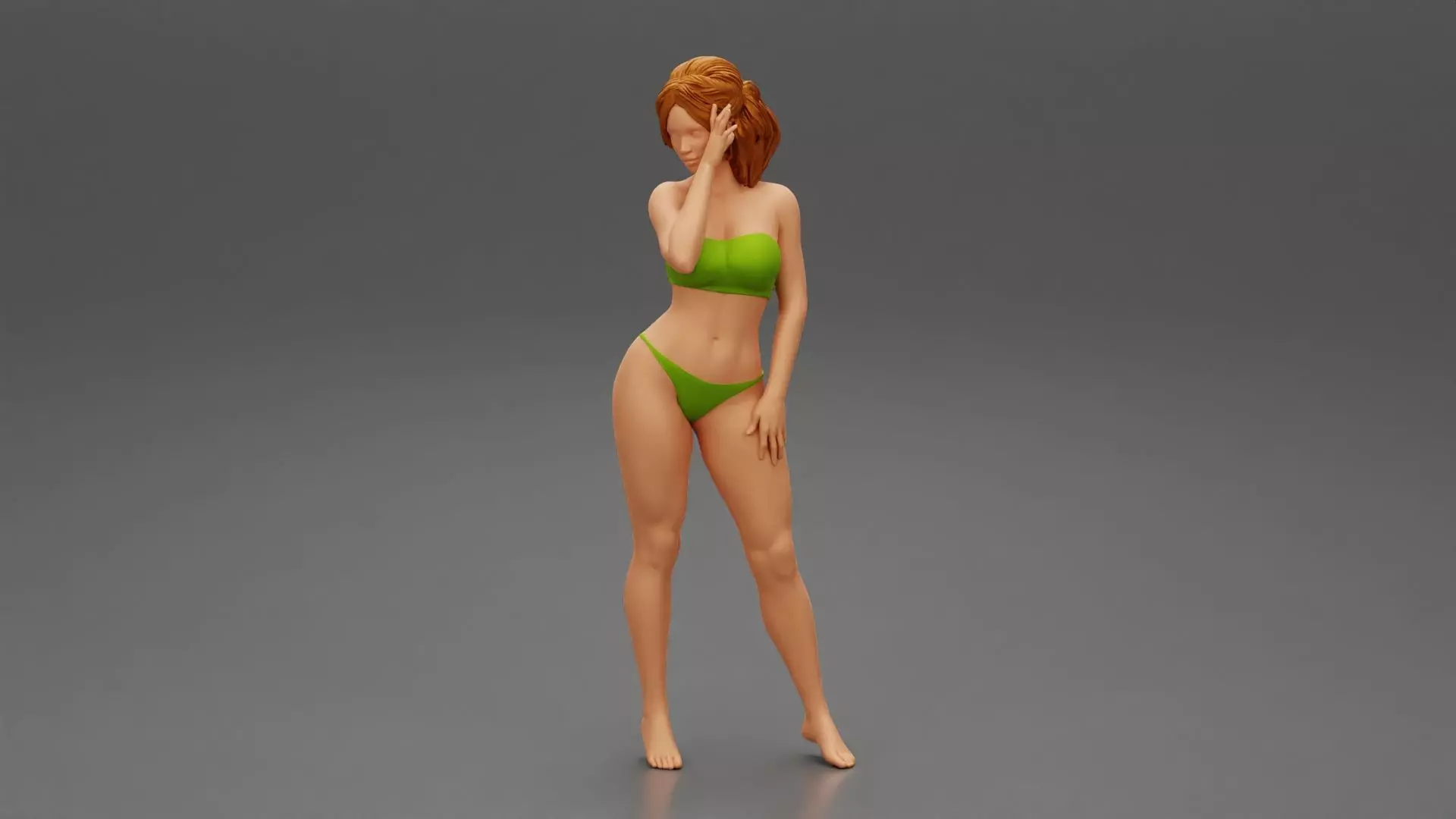 Pretty Slim Girl in Bikini on the Beach 3D print model_0